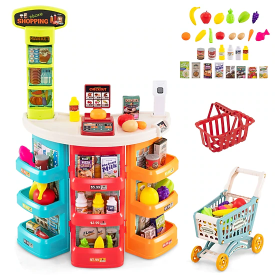 SUGIFT Multicolor 76-Piece Kids Supermarket Toy Playset with