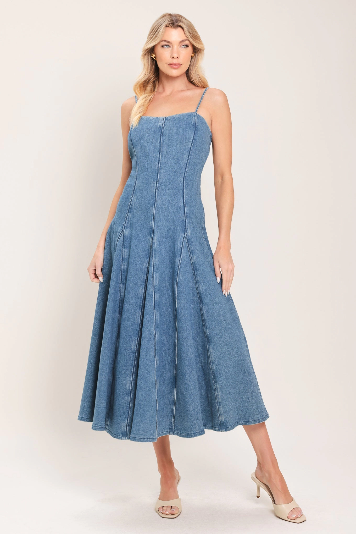 Truedames Women Indigo Whisper Denim Midi Dress