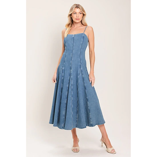 TRUEDAMES Women Indigo Whisper Denim Midi Dress