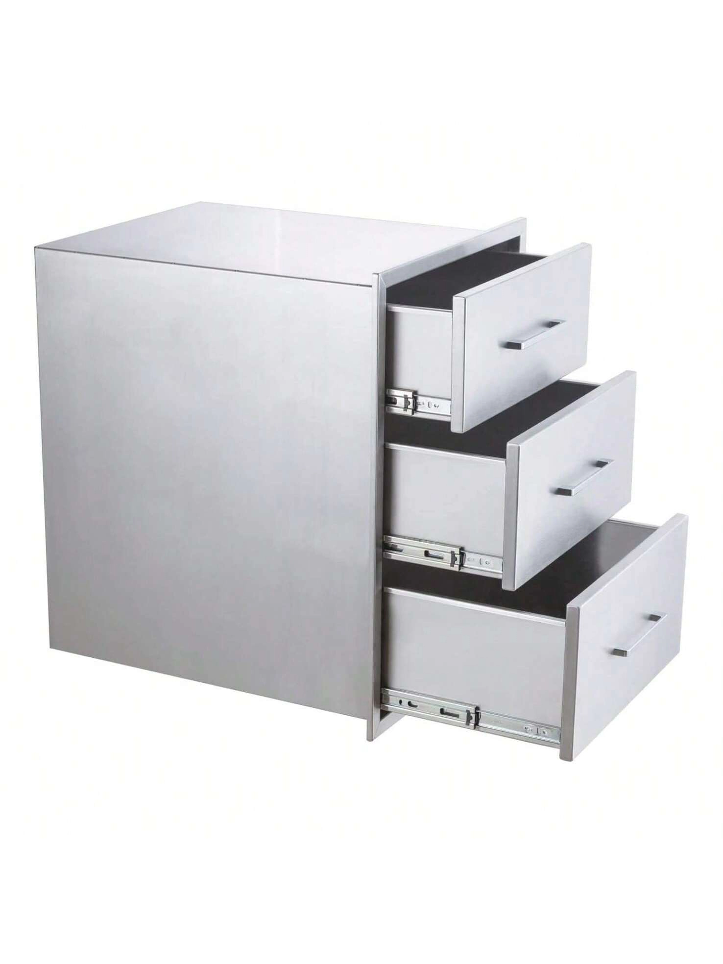 BebreezChic Stainless Steel BBQ Drawer, Outdoor Kitchen, 30x10in, Triple Drawer, 304 Steel