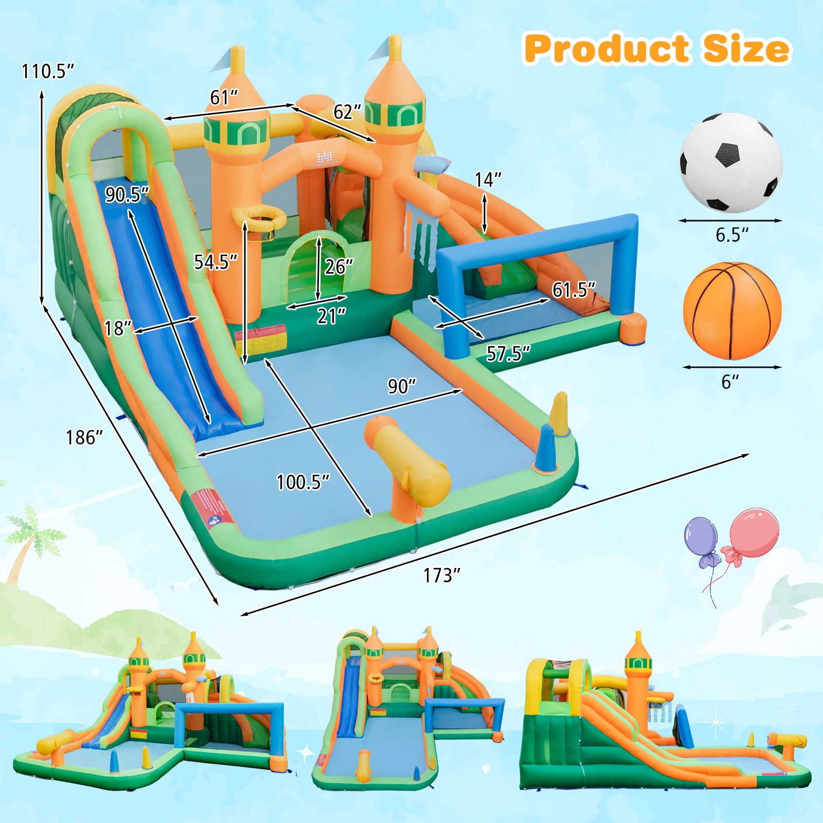 Hivvago Kids Inflatable Water Slide for Yard Lawn with 735W Blower