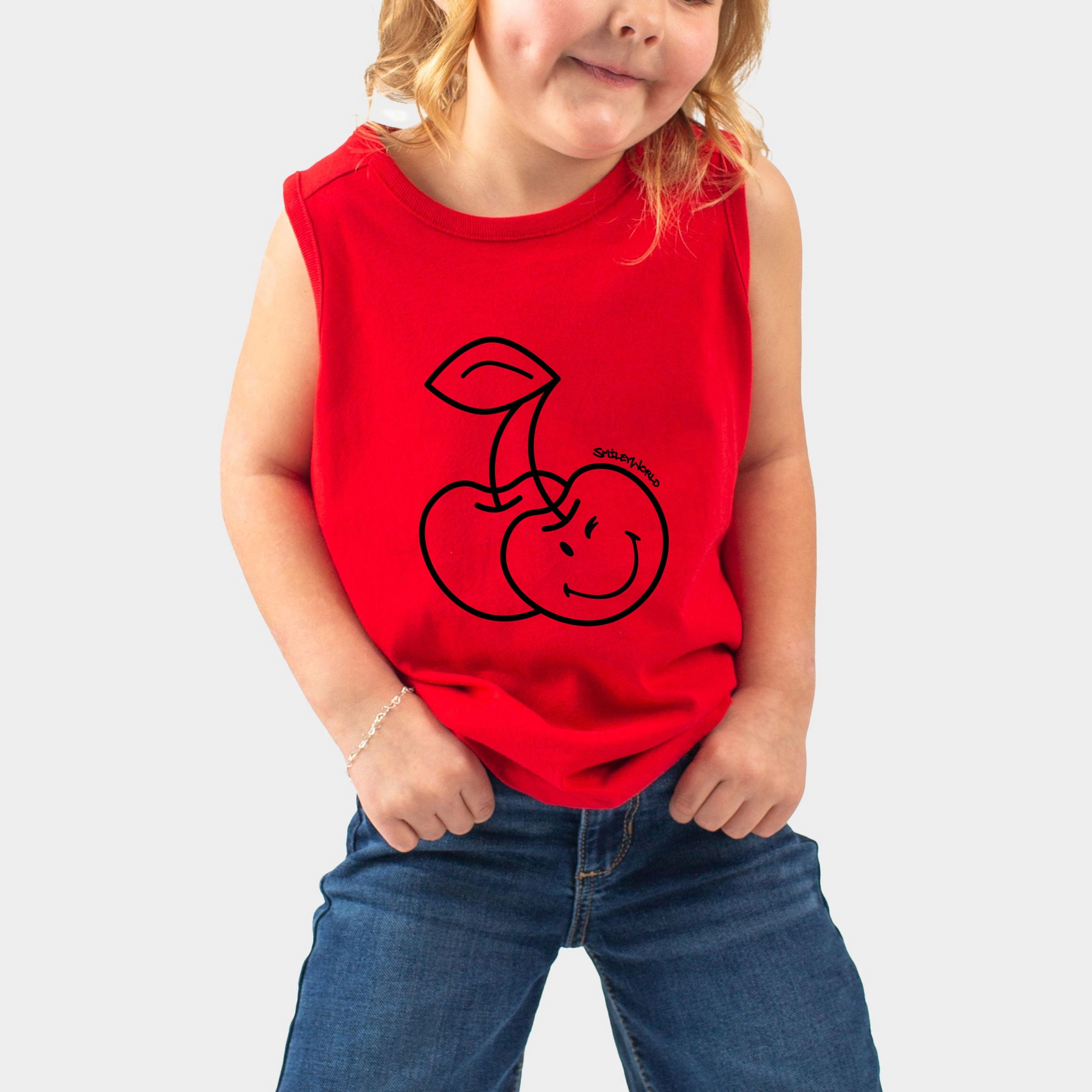 The Juniper Shop - Toddler Graphic Tank SmileyWorld Cherry Face Outline