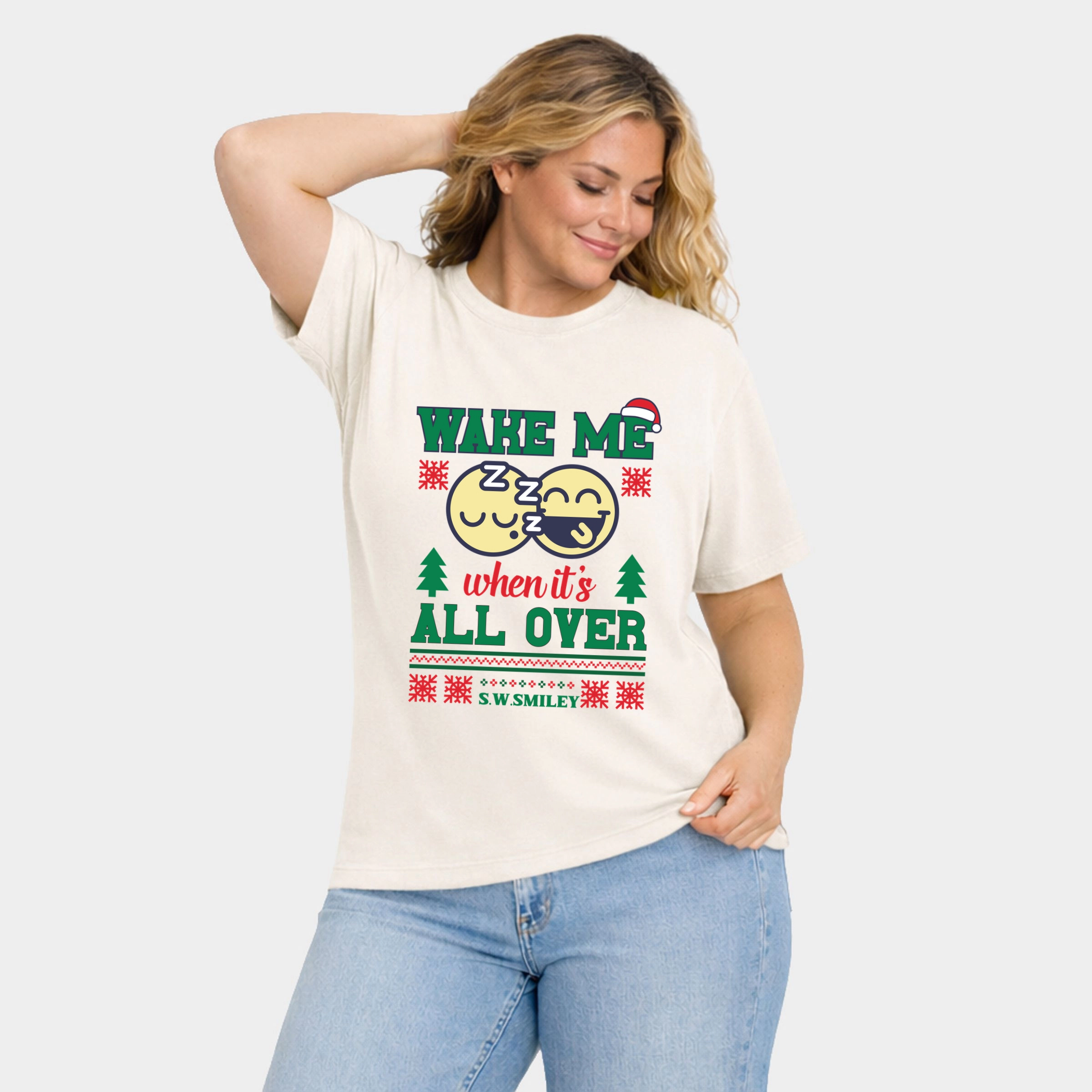 Simply Sage Market - Women's Plus Garment Dyed Tee S.W.Smiley Wake Me When It's All Over