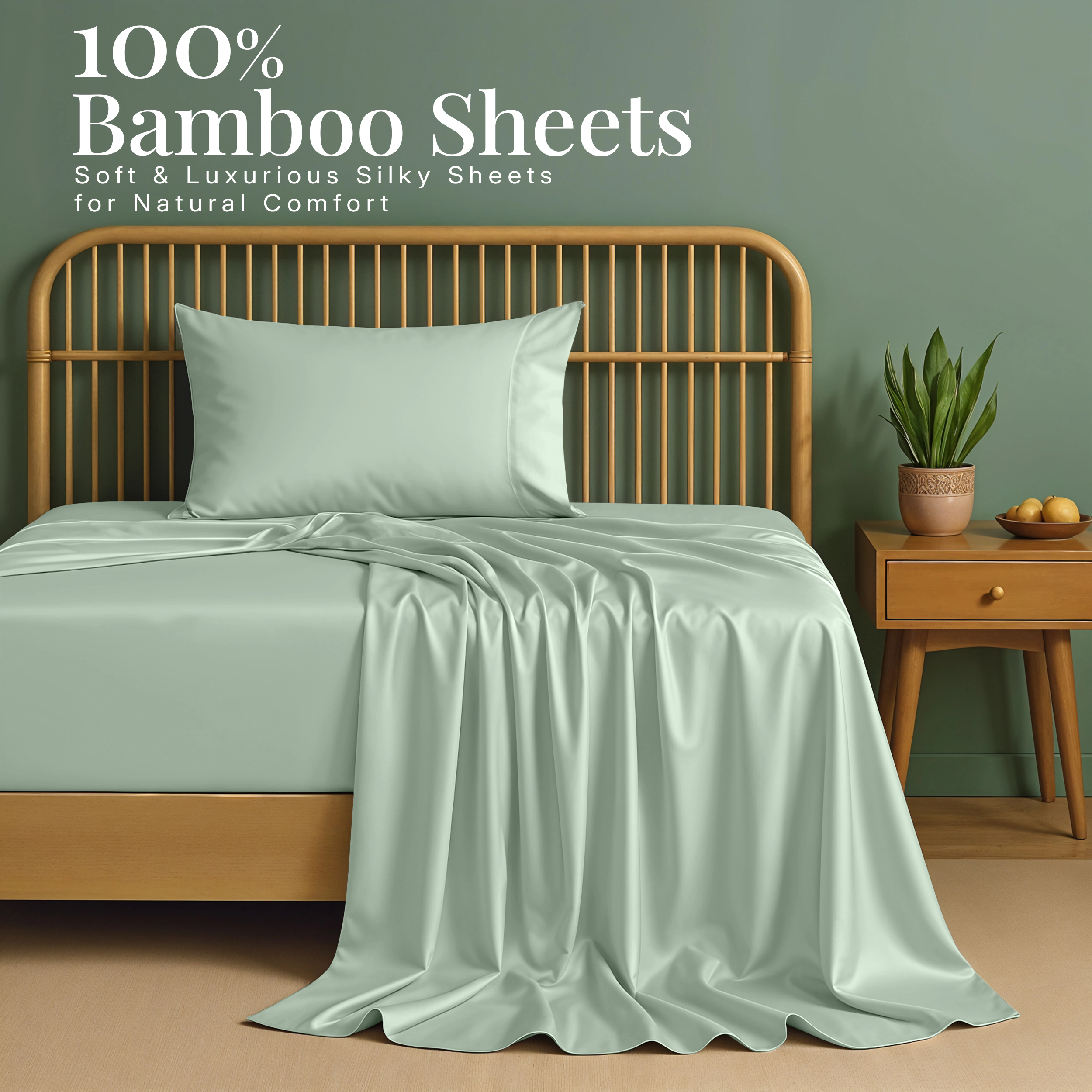 Lux Decor Collection 100% Organic Viscose from Bamboo Sheets 4-Piece Deep Pocket Cooling Bed Sheet Set