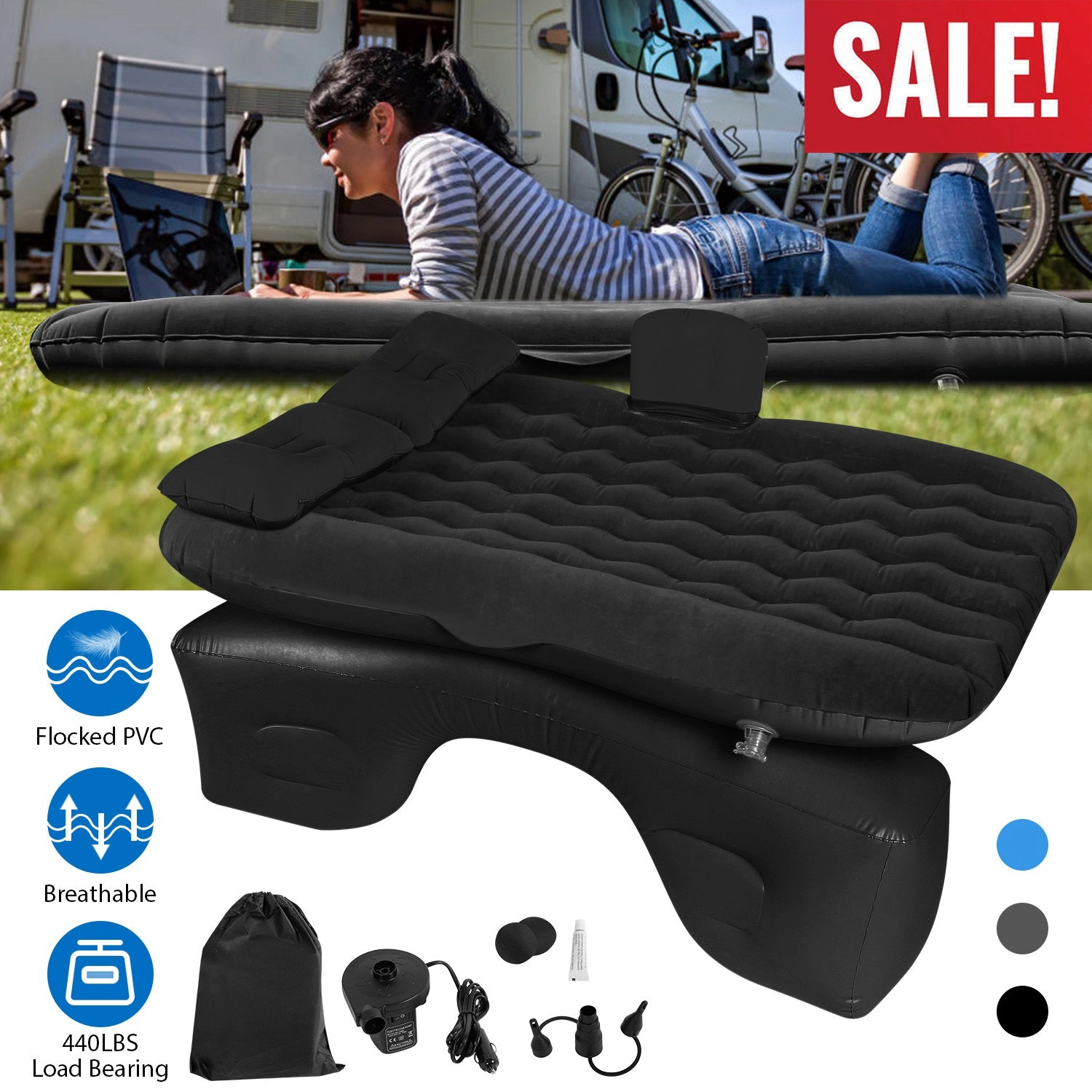 GBruno Inflatable Travel Car Air Mattress