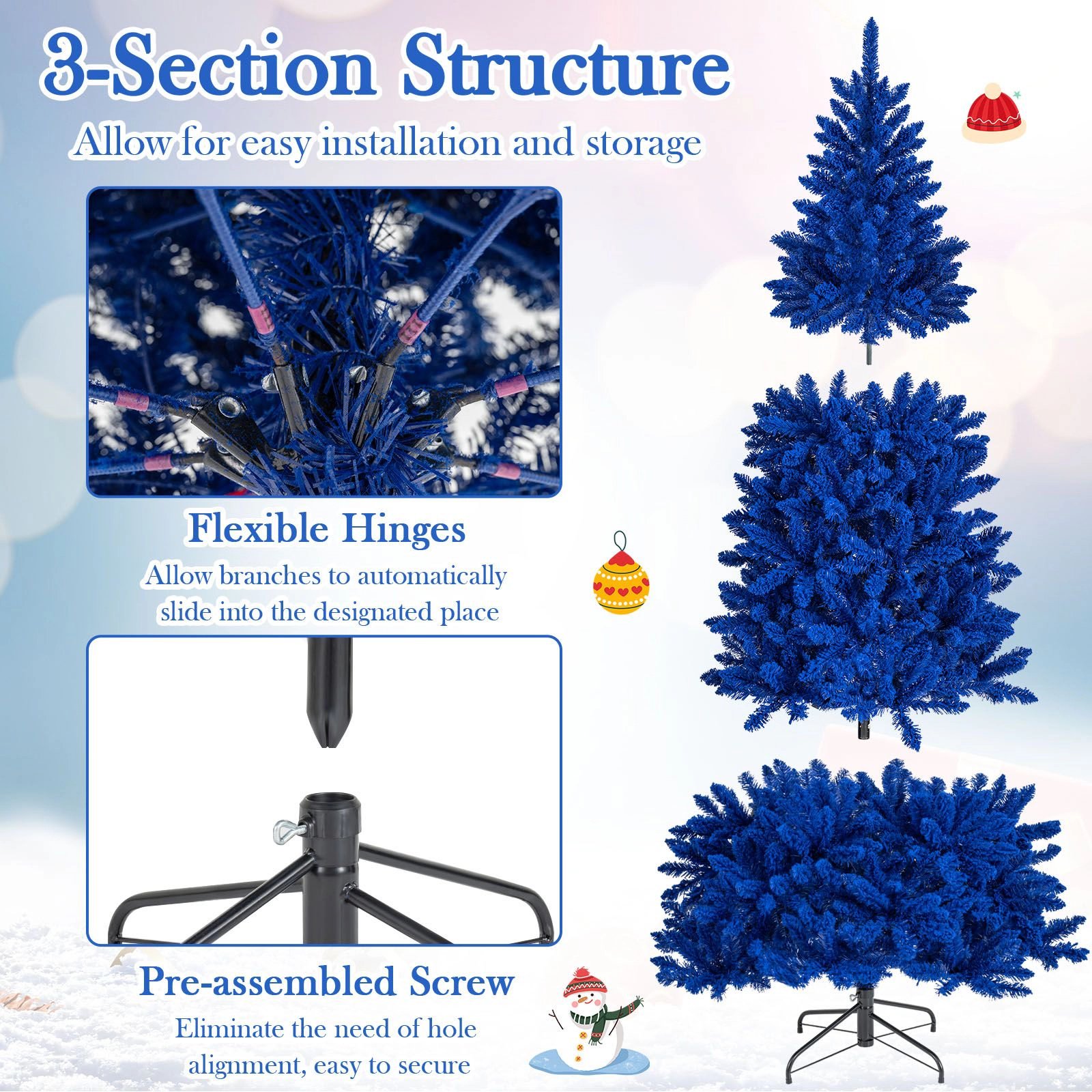 SlickBlue Blue Flocked Artificial Christmas Tree with Remote Control