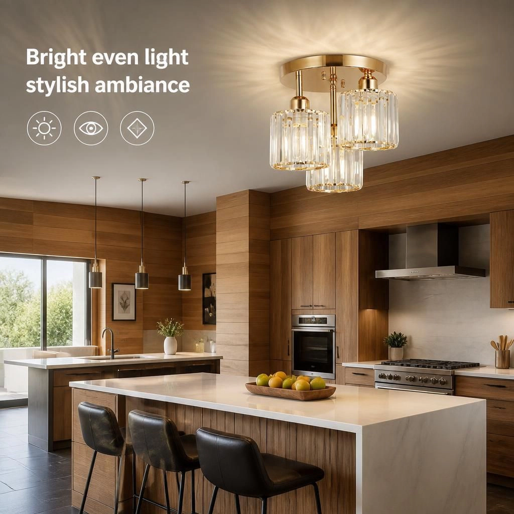 ELEMENT ACE Modern Flush Mount Crystal Ceiling Light