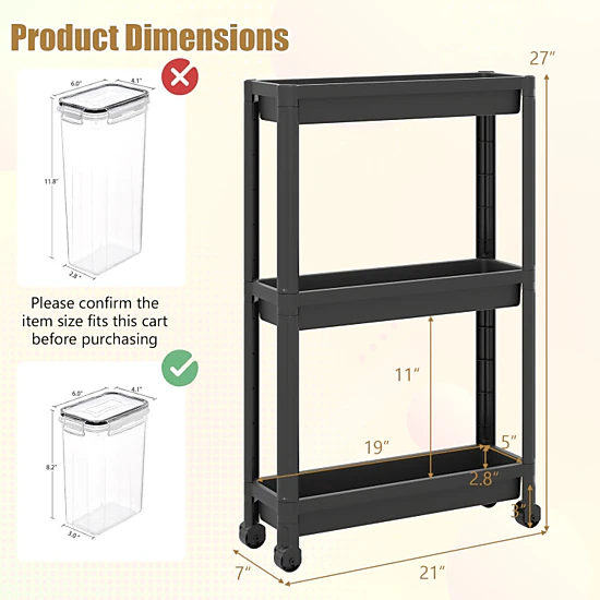 Hivvago Slim Rolling Bathroom Organizer