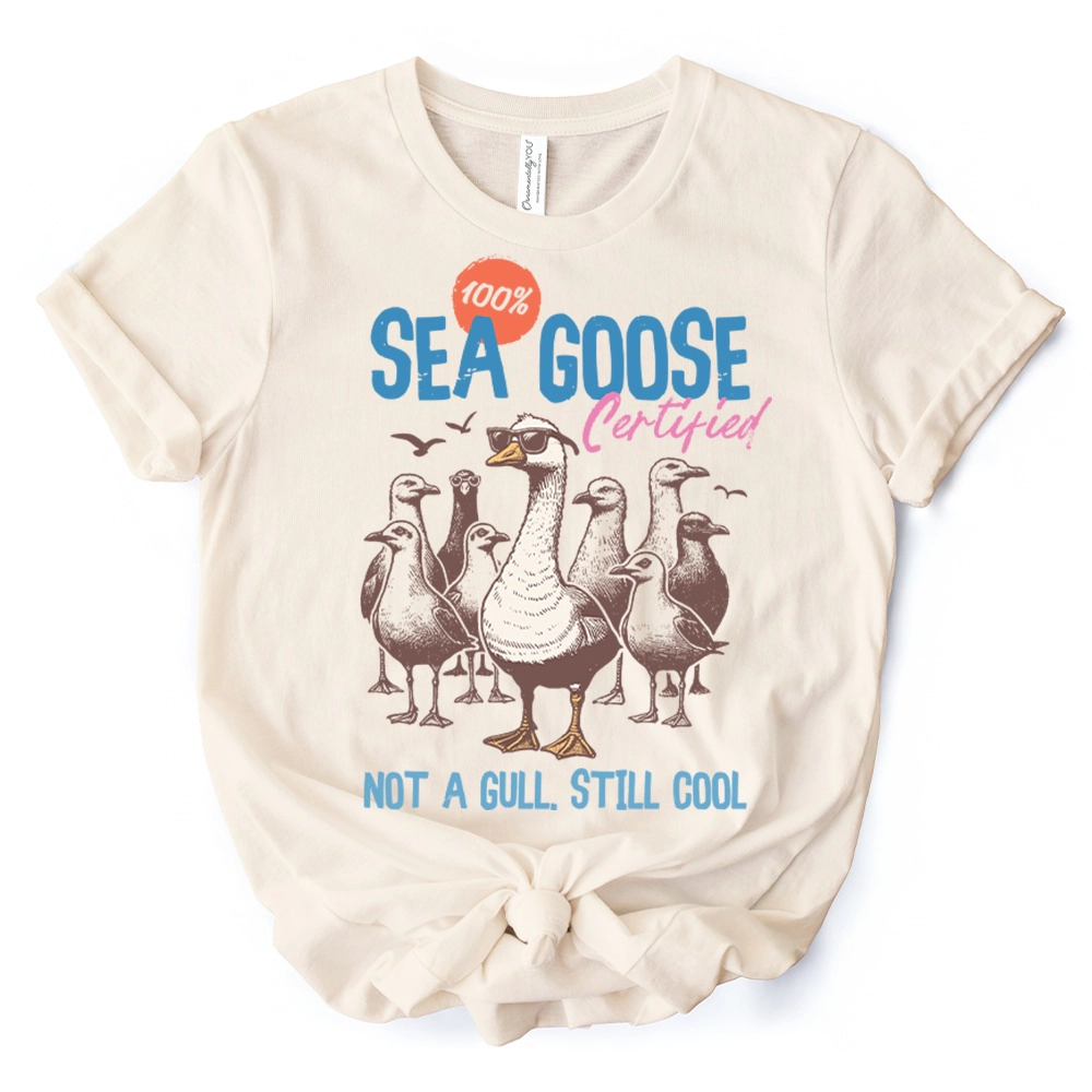 OrnamentallyYou Womens Cool Summer Sea Goose Certified T-Shirt