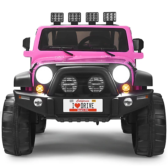 Costway 12V Kids Ride On Car 2 Seater Truck RC Electric Vehicles w/ Storage Room White