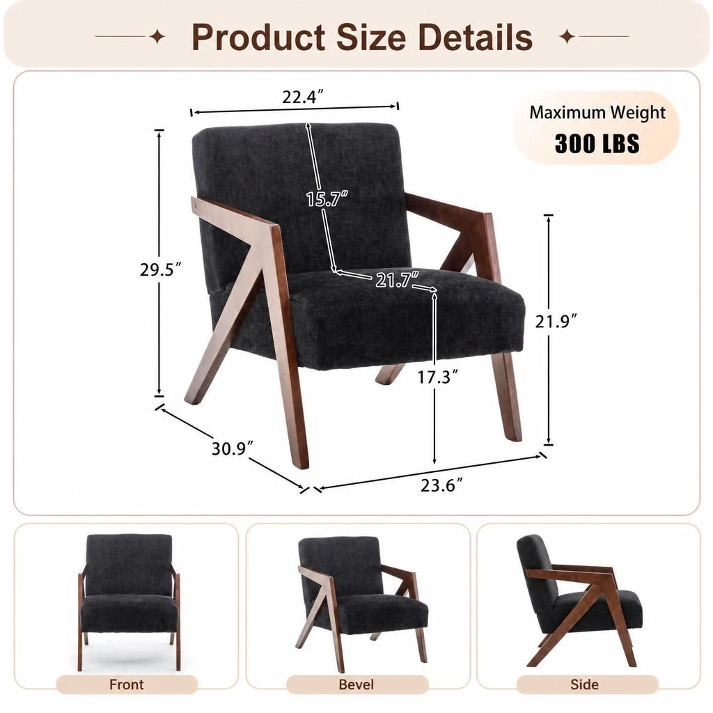 GOODSILO Compact Upholstered Chenille Accent Chair