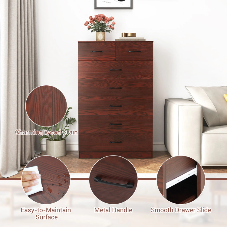 Hivvago 7-Drawer Tall Dresser With Metal Handles And Anti-Tipping Kits