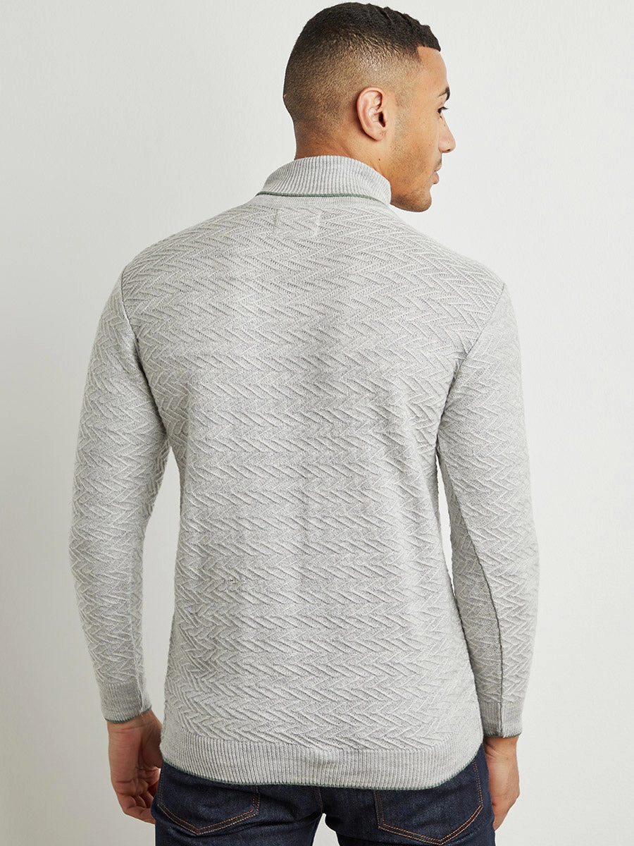 Campus Sutra Men Solid Turtle Neck Sweater - Light Grey, 100% Cotton