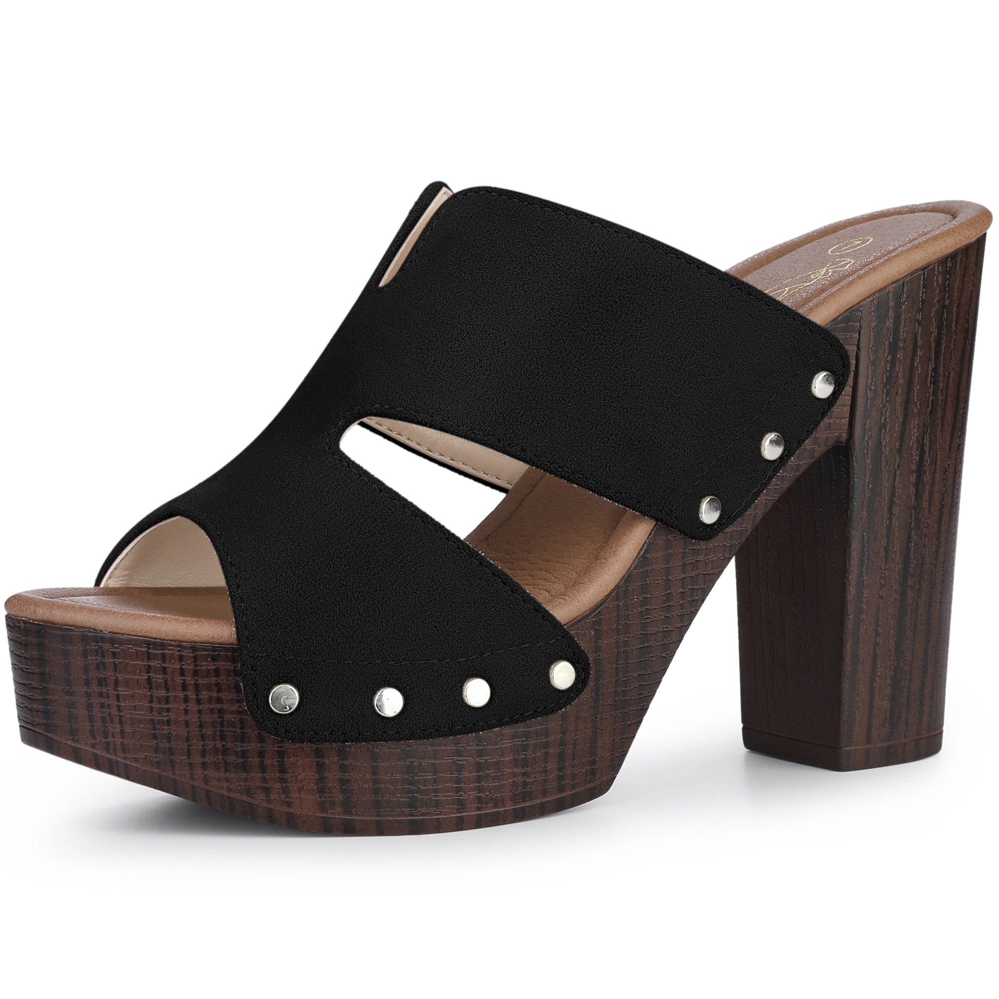 BLISSFUL STEP Women's Platform Slip-on Chunky Heel Sandals