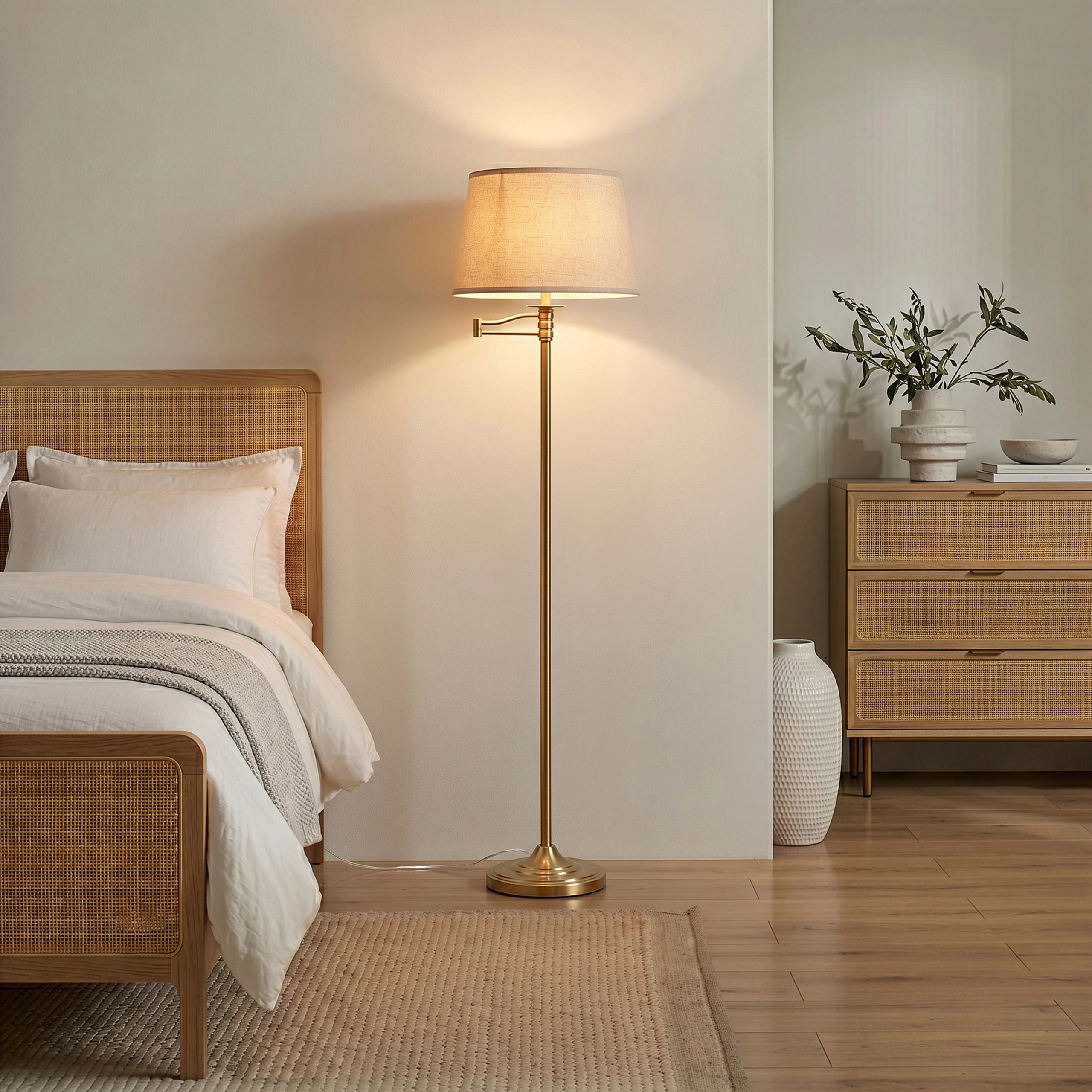 Brightech Caden Swing Swing Arm Drum Floor Lamp