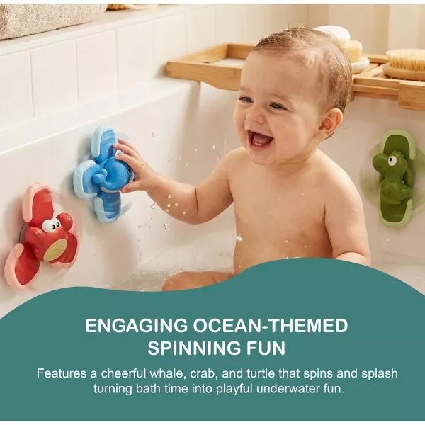 Sperric Cartoon Suction Cup Spinner Toys for Toddlers, 3 Pc Sensory Fidget Spinners Bath Toys for Babies & Kids