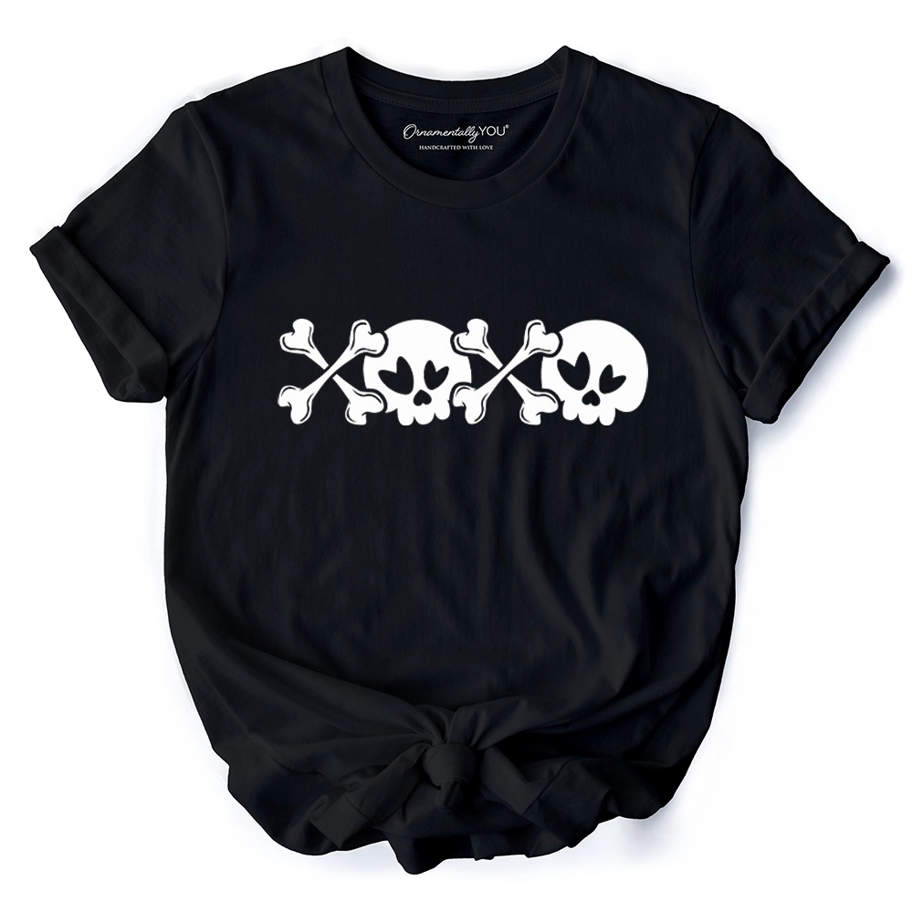 OrnamentallyYou Unisex XOXO Skulls Anti-Valentine Sarcastic Skeletons Love T-Shirt