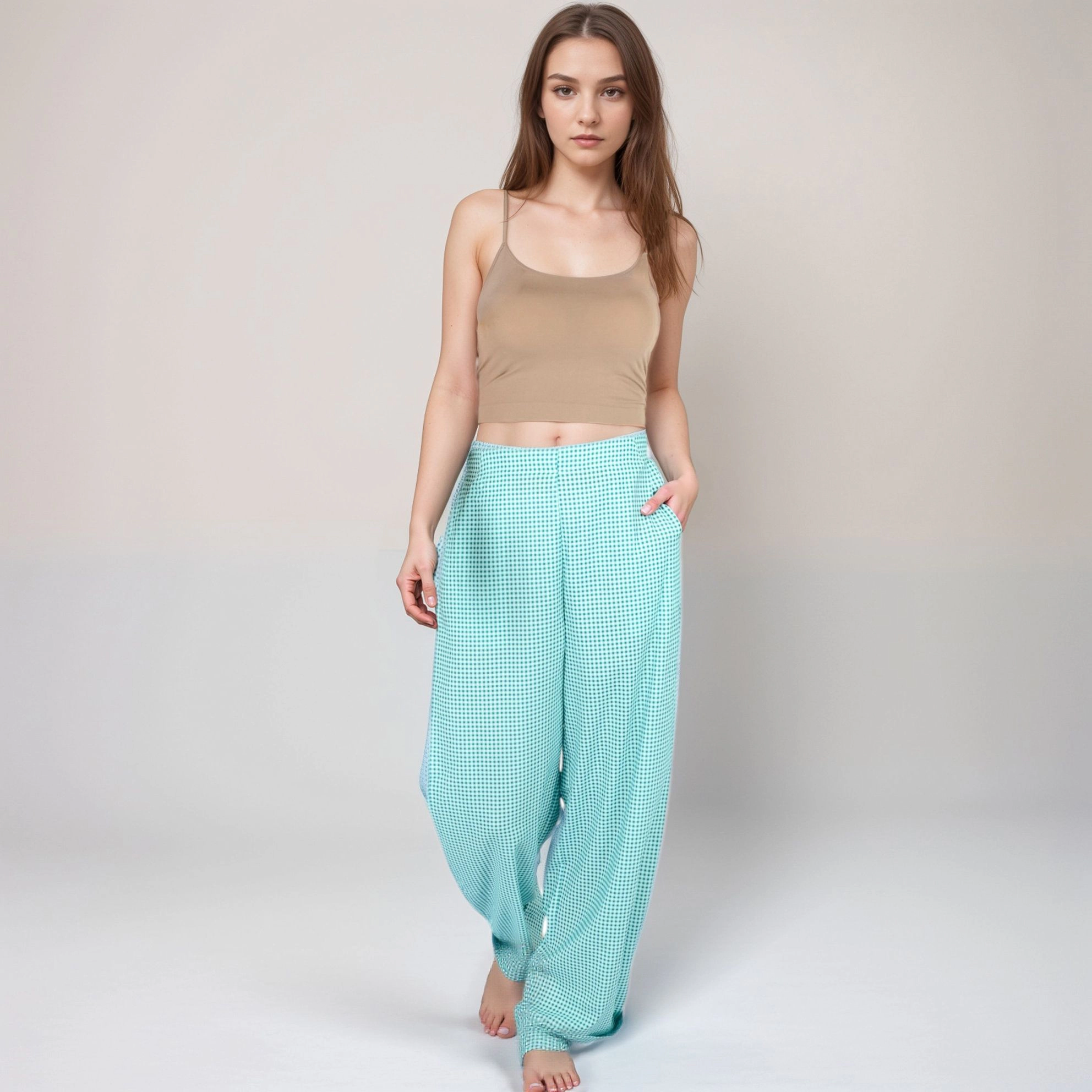 Anna-Kaci Women's Vertical Red Stripe Wide Leg Pants with Waistband and Full-Length Flowing Silhouette