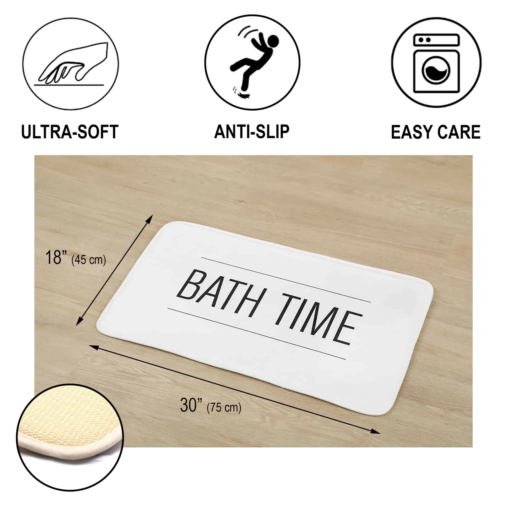 Evideco French Home Goods Bath Time Microfiber Memory Foam Bath Mat, 20 x 30 in