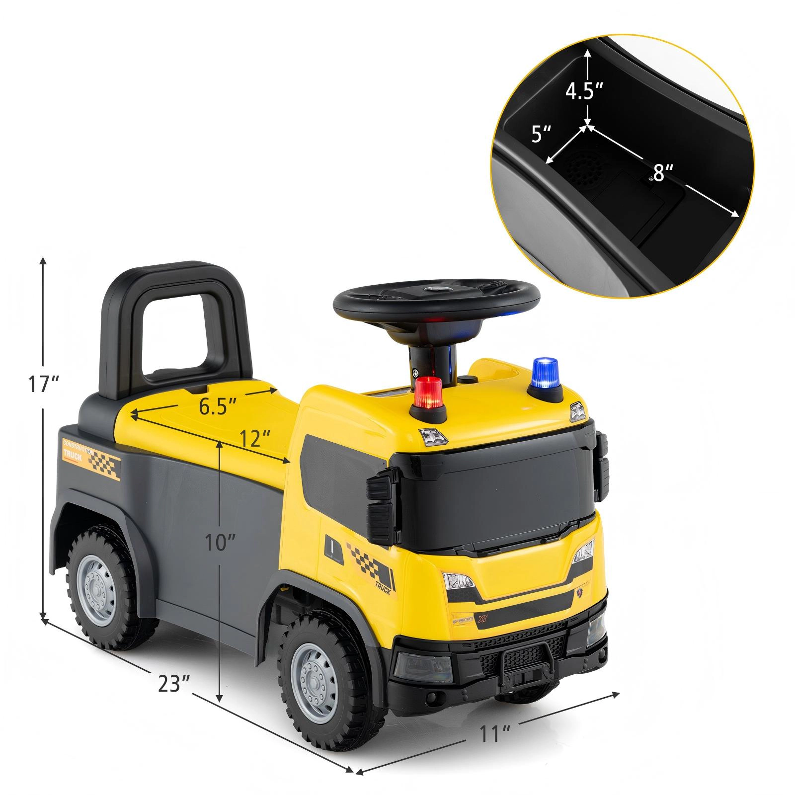 SUGIFT 2-in-1 Ride On Push Car Licensed SCANIA Truck Toy 51-lb Capacity Ages 18 Months And Up Yellow