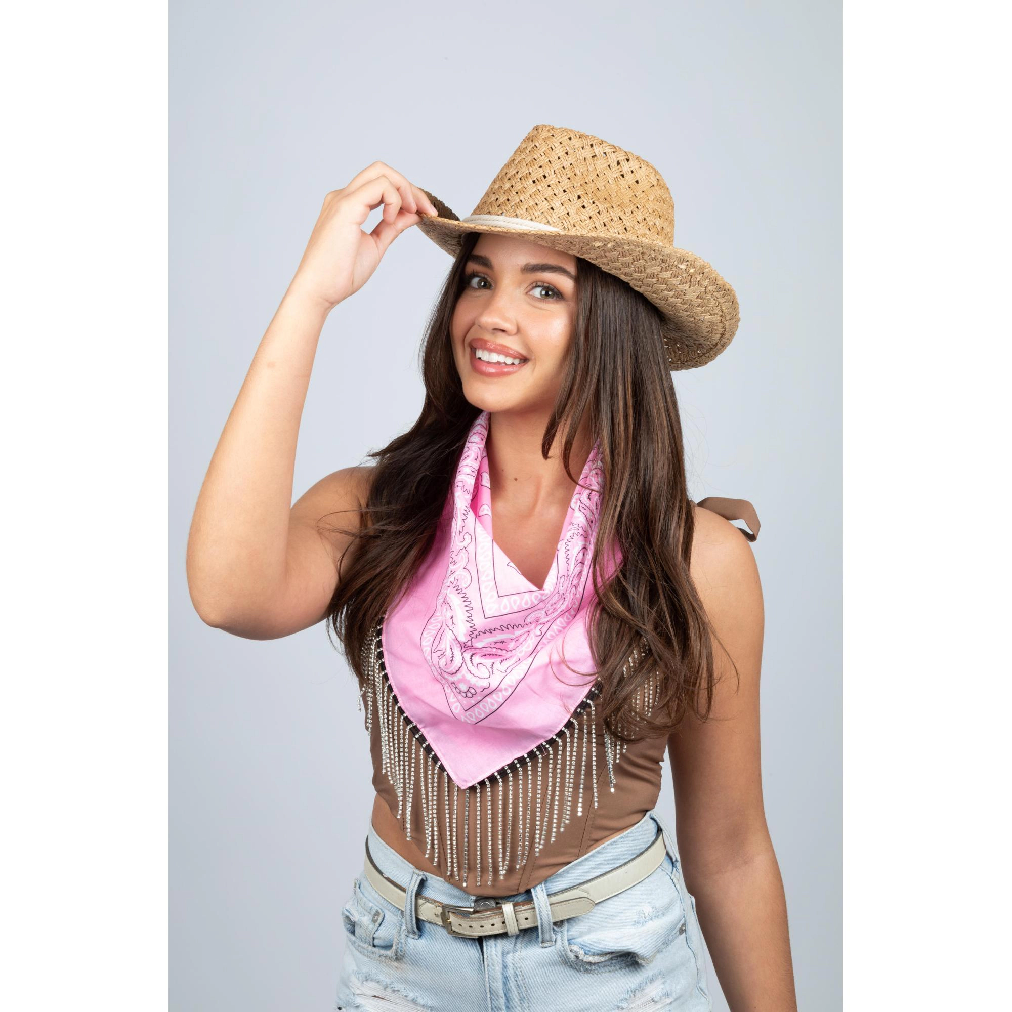 David & Young Women's 21 x 21 inch Bandana with Rhinestone Trims