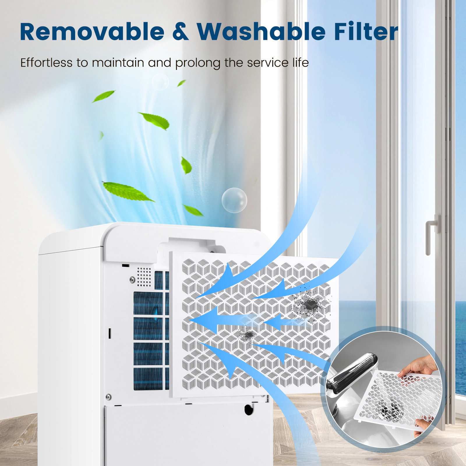 SlickBlue 32 Pint Dehumidifier for Home, Portable with Humidity Control, Timer