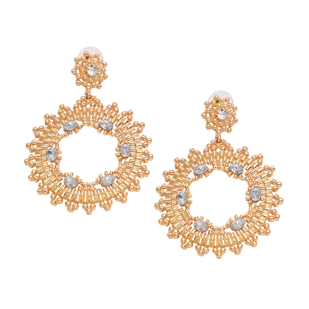 SOHI Women's Gold-Tone Circular Drop Earrings