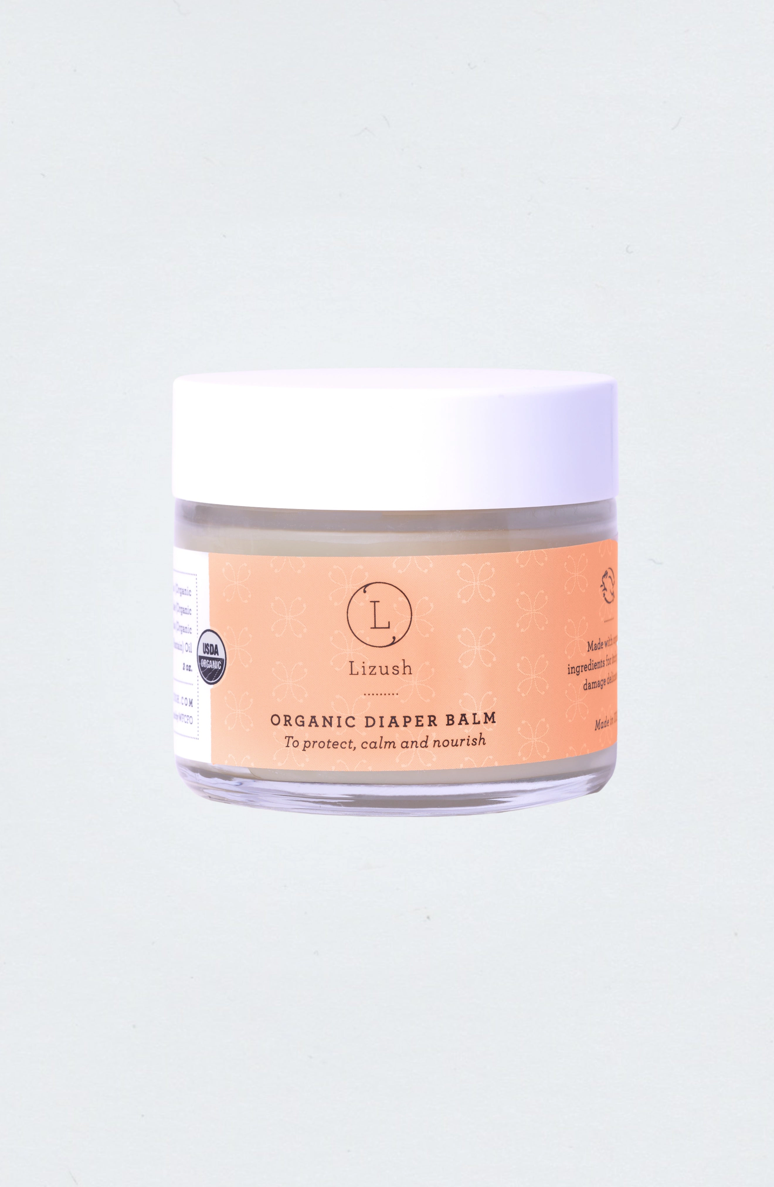 Lizush Organic Diaper Balm - USDA Organic, Soothing Diaper Rash Relief 2 oz