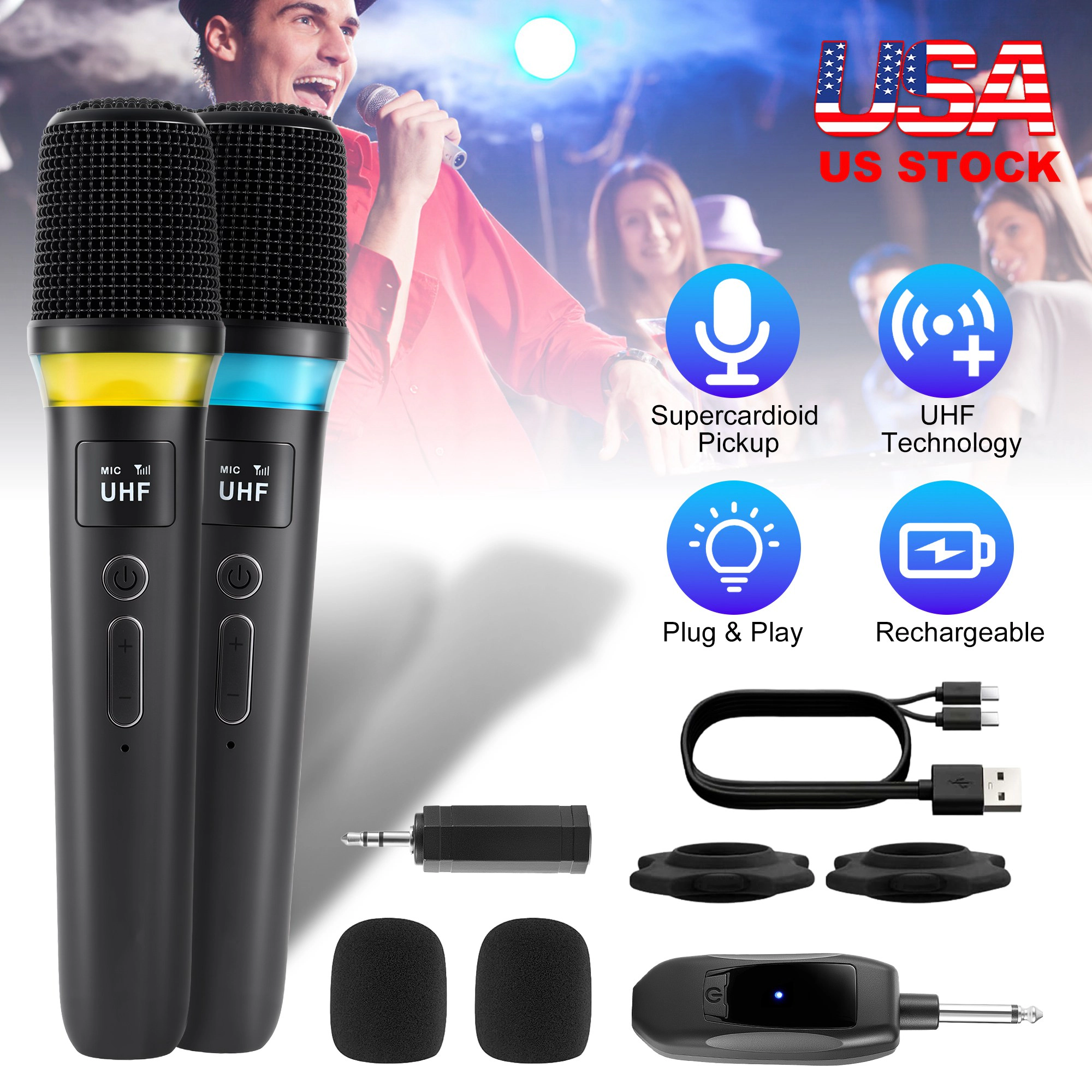 GBruno 2.4G Wireless Metal Handheld Microphone System