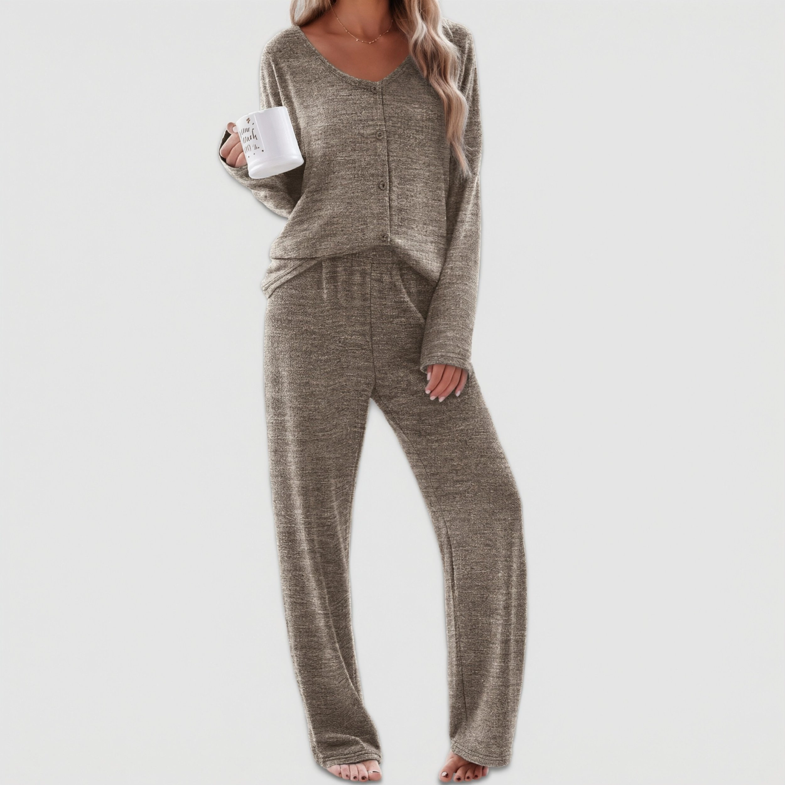 Ekouaer Womens Pajama Sets Button Up Long Sleeve Pajamas Lounge Set Two Piece Sleepwear