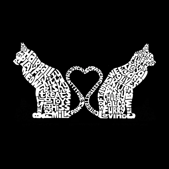 LA Pop Art Cat Tail Hearts - Women's Word Art Crewneck Sweatshirt
