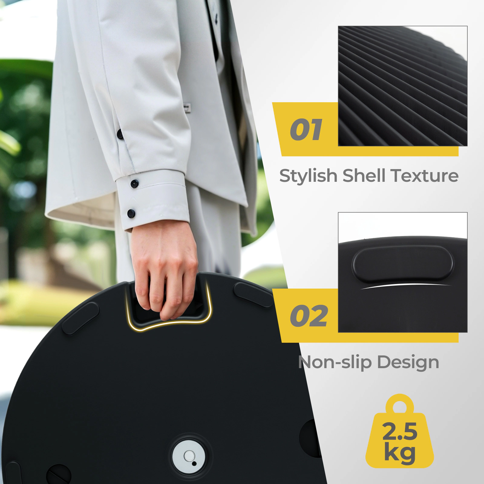 SUGIFT Black Carrying Handle 22-in Round Water and Sand Fillable Umbrella Stand