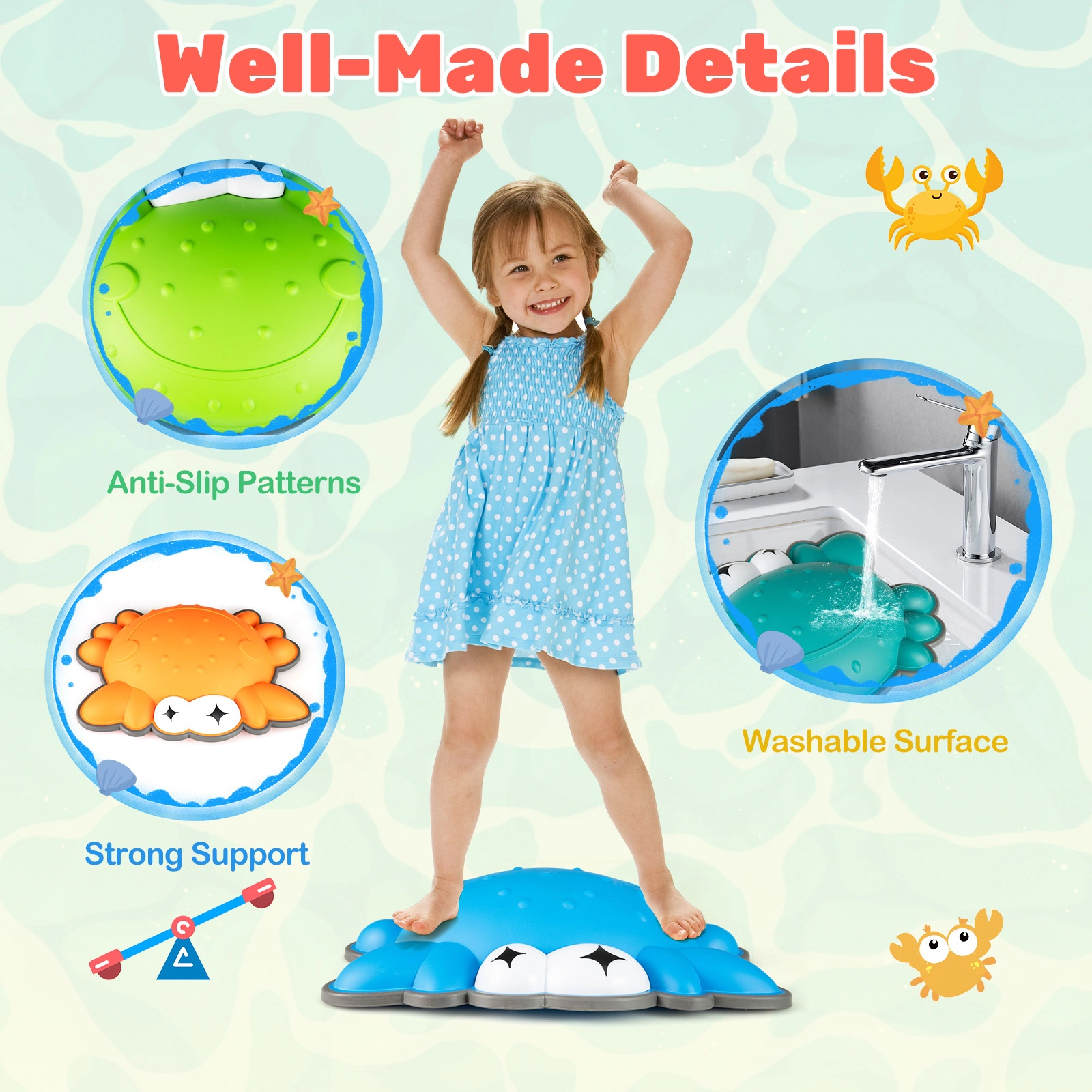 SUGIFT Kids Multicolor 9-Piece Non-Slip Stepping Stones Set with Stackable Design 16-in W 180-lb Load Capacity