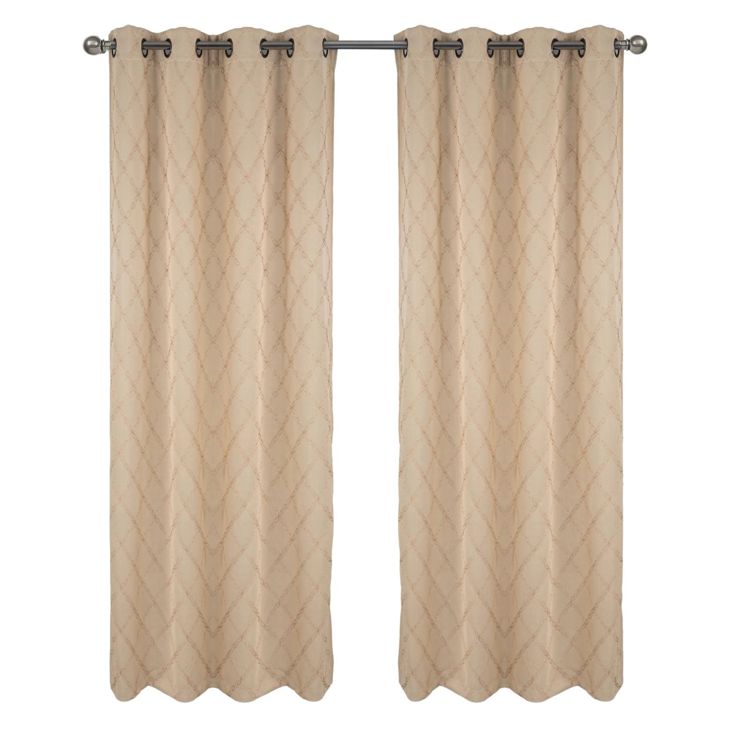 RT Designer Collection Gable Embroidered Blackout Luxurious Decorative Grommet Curtain Panel 54" x 84" Beige