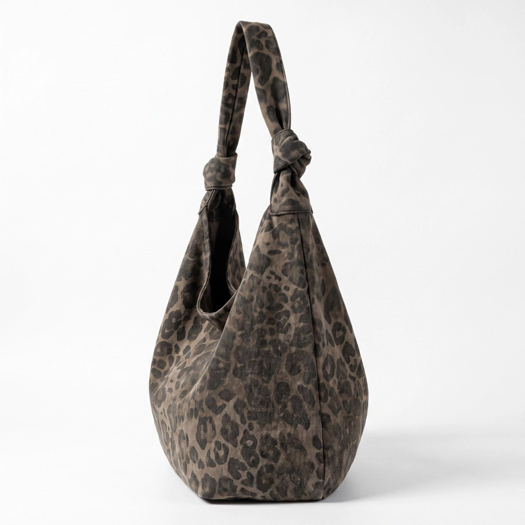 Alilang Women's Oversized Leopard Print Hobo Shoulder Bag with Knotted Strap