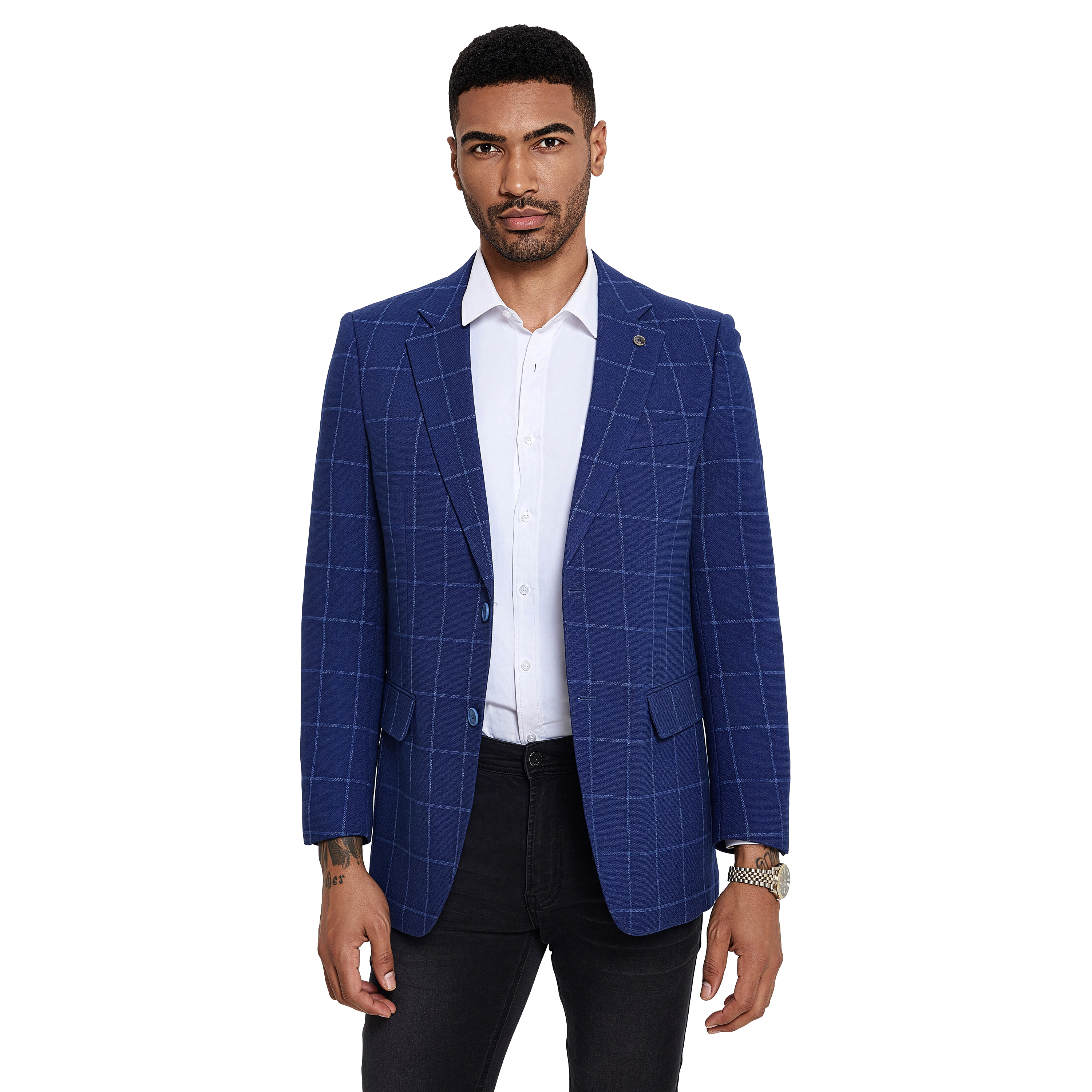 Tazzio Mens Slim Fit Windowpane Sport Coat