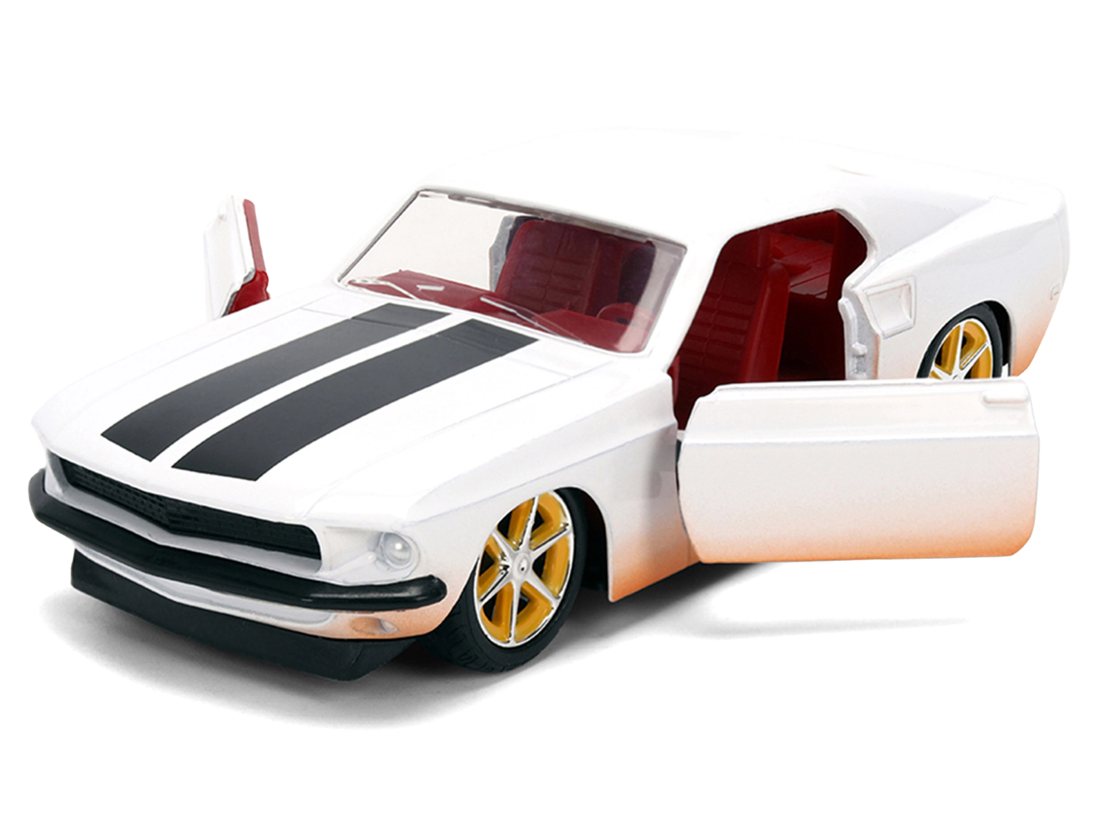 Jada Roman's Ford Mustang White with Black Stripes and Red Interior (Dirty Version) "Fast & Furious" Movie