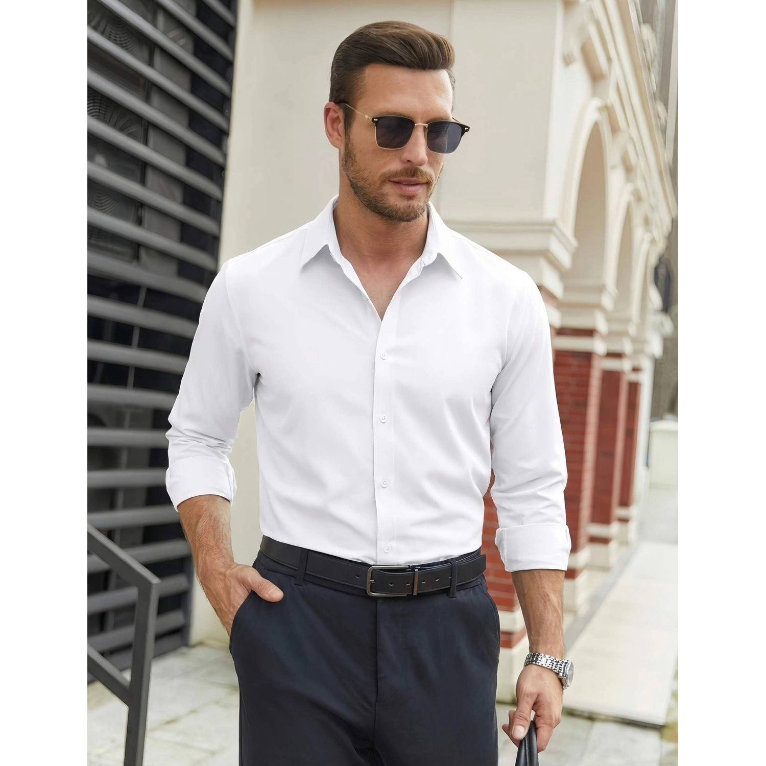 COOFANDY Mens Short Sleeve Polo Shirts  V Neck Collared Ribbed Casual Tops
