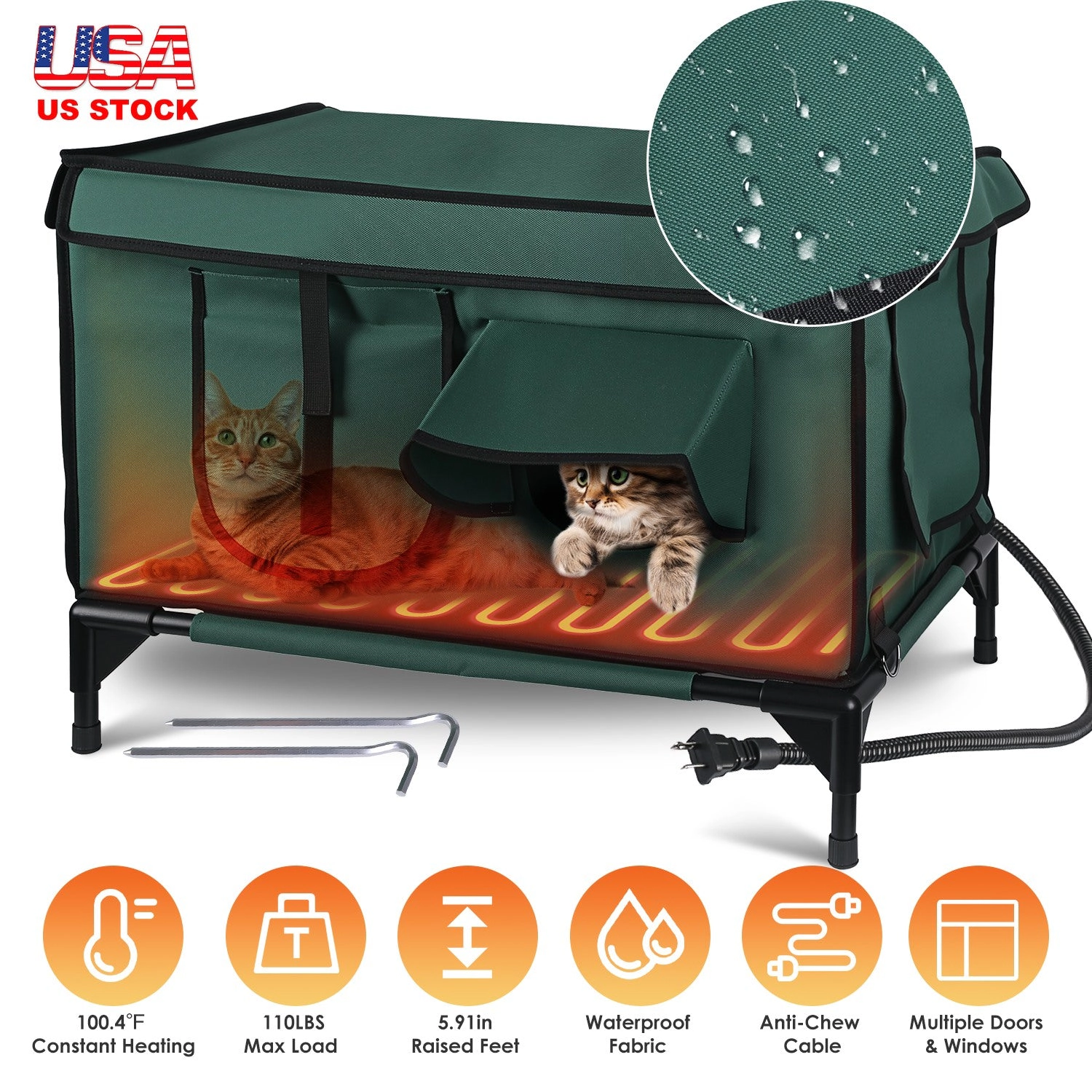GBruno Waterproof Heated Cat House Outdoor Shelter