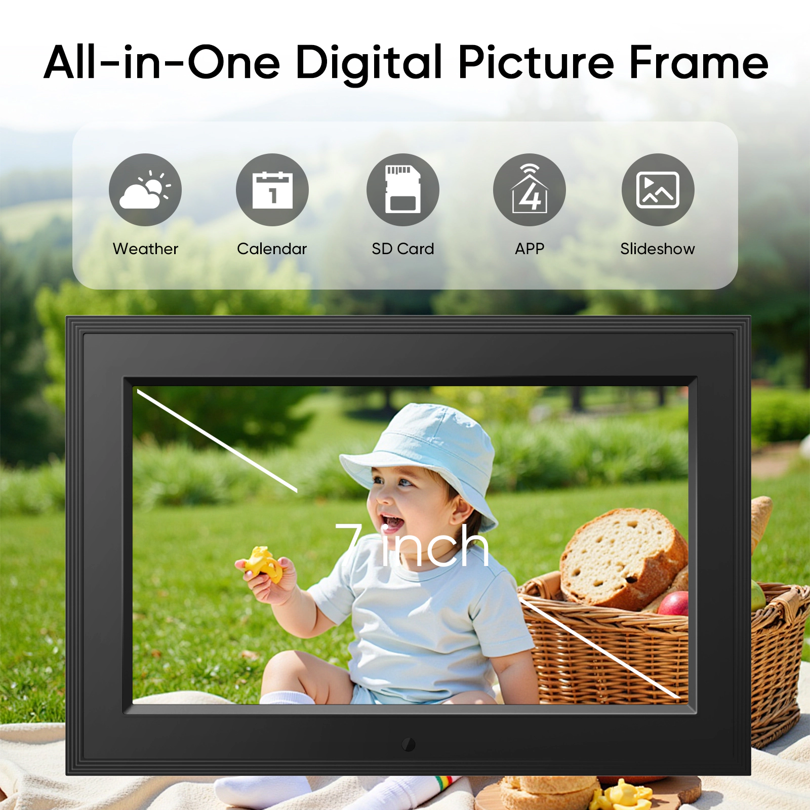 Eco4life 7" WiFi Digital Photo Frame IPS Instant Photo Share