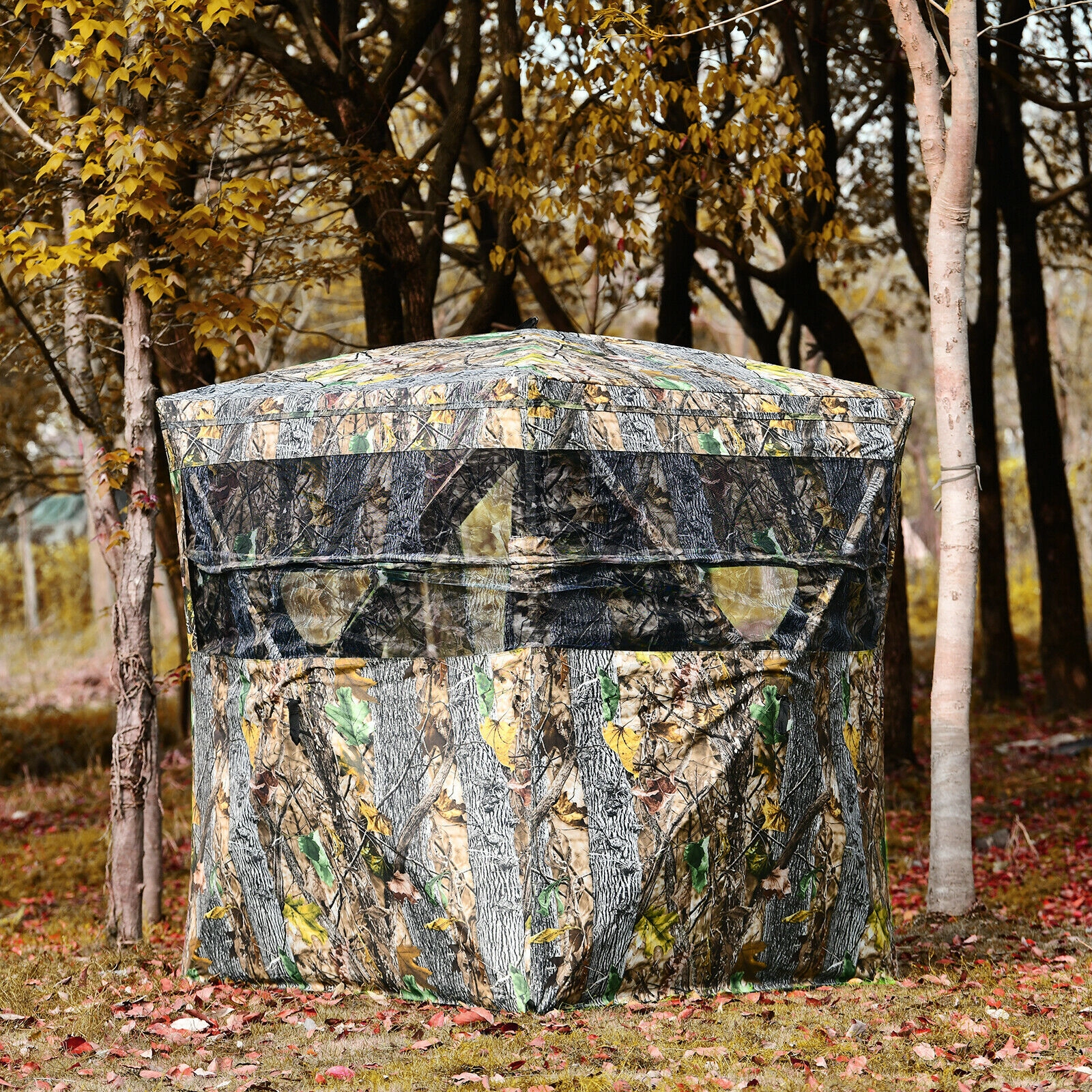LJG 3 Person Portable Surround View Tent with Slide Mesh Window