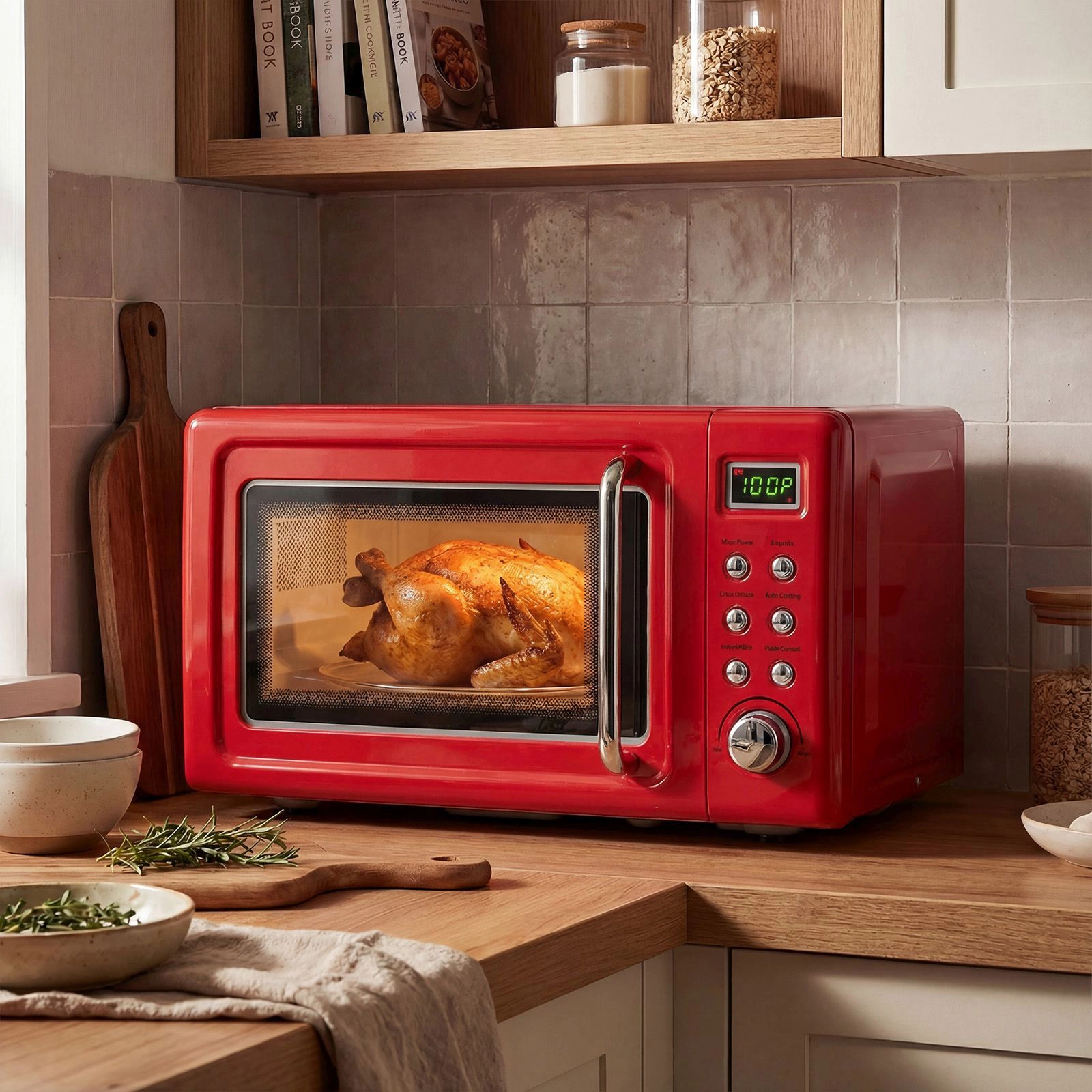 SlickBlue 700W Countertop Microwave with 5 Power Levels and Child Lock