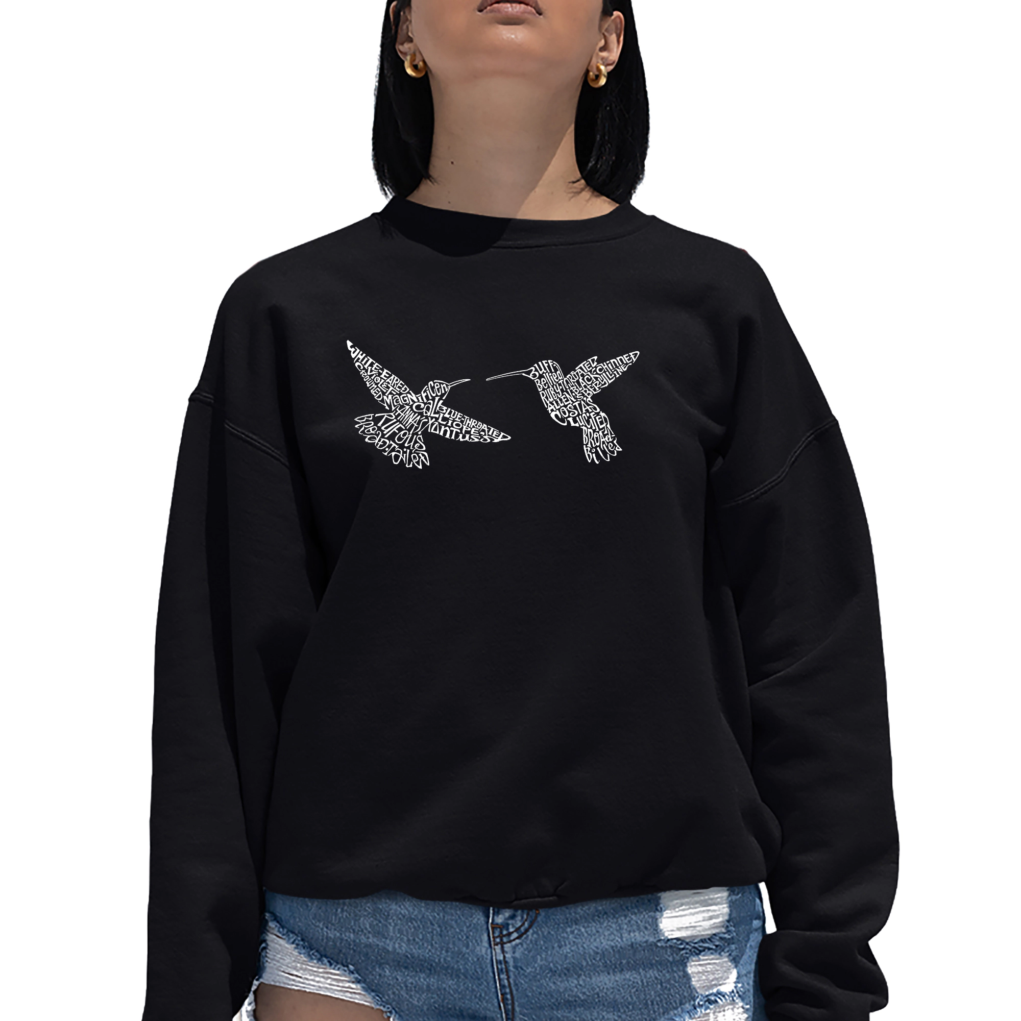 LA Pop Art Hummingbirds - Women's Word Crewneck Sweatshirt