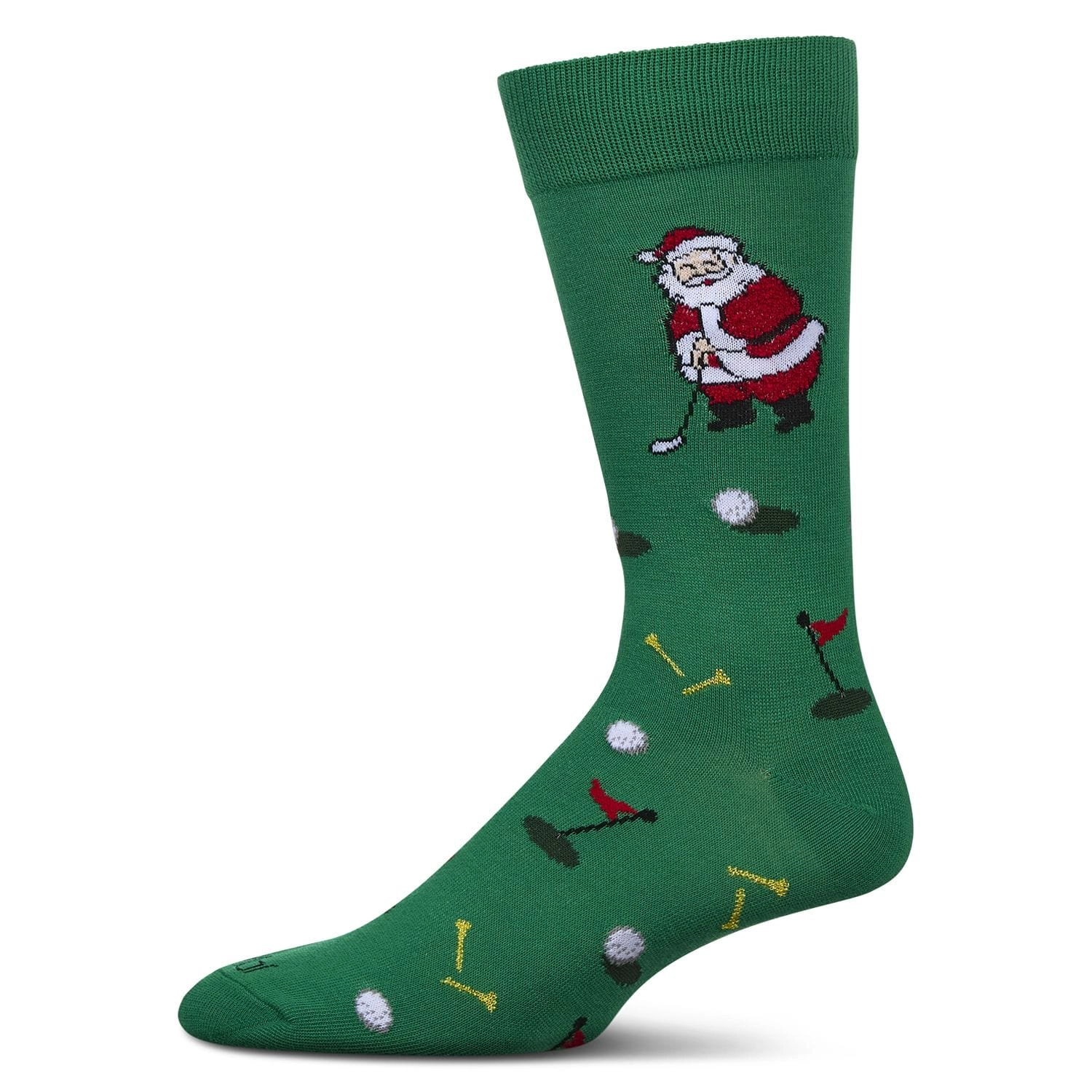 Memoi Men's Golfer Santa Holiday Crew Socks