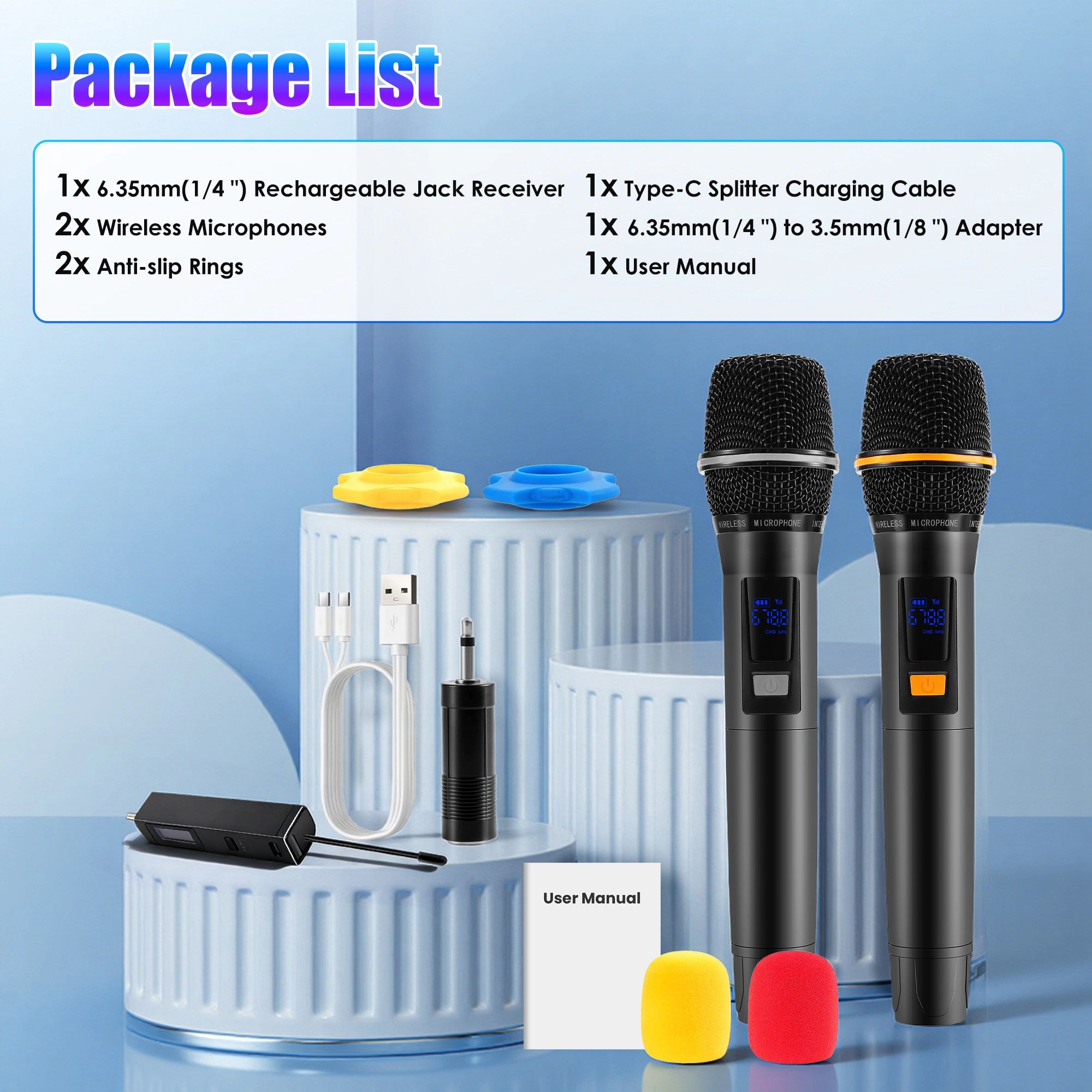 GBruno UHF Rechargeable Wireless Microphone System