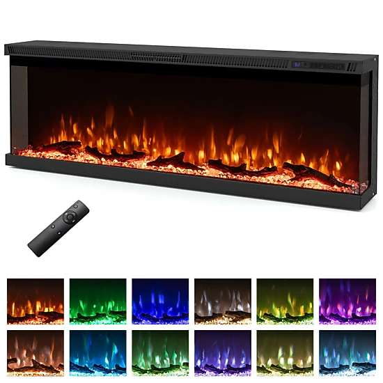 SlickBlue Wall Mounted Recessed Electric Fireplace Heater with LED Flame