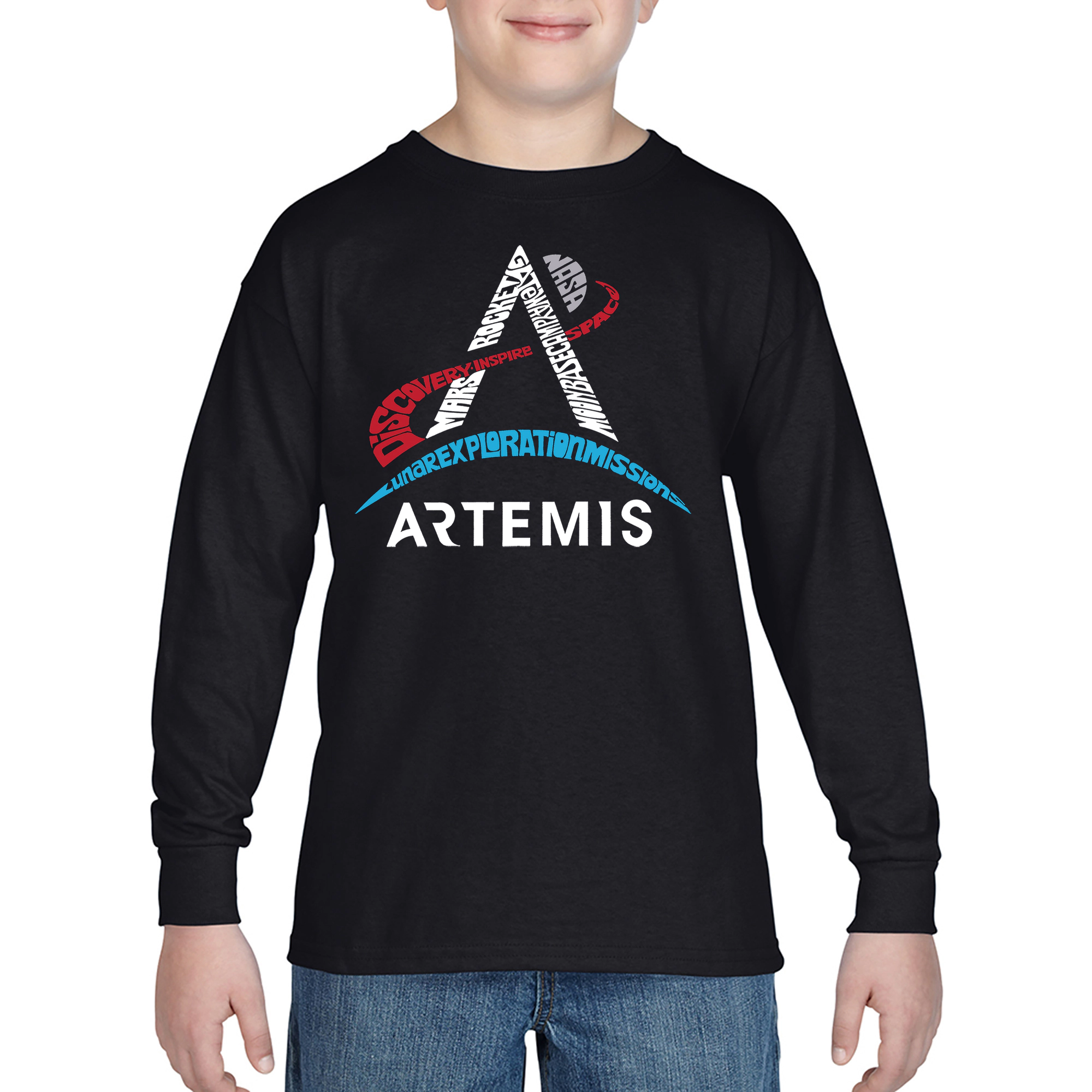 LA Pop Art Boys Long Sleeve T-Shirt - NASA Artemis Logo