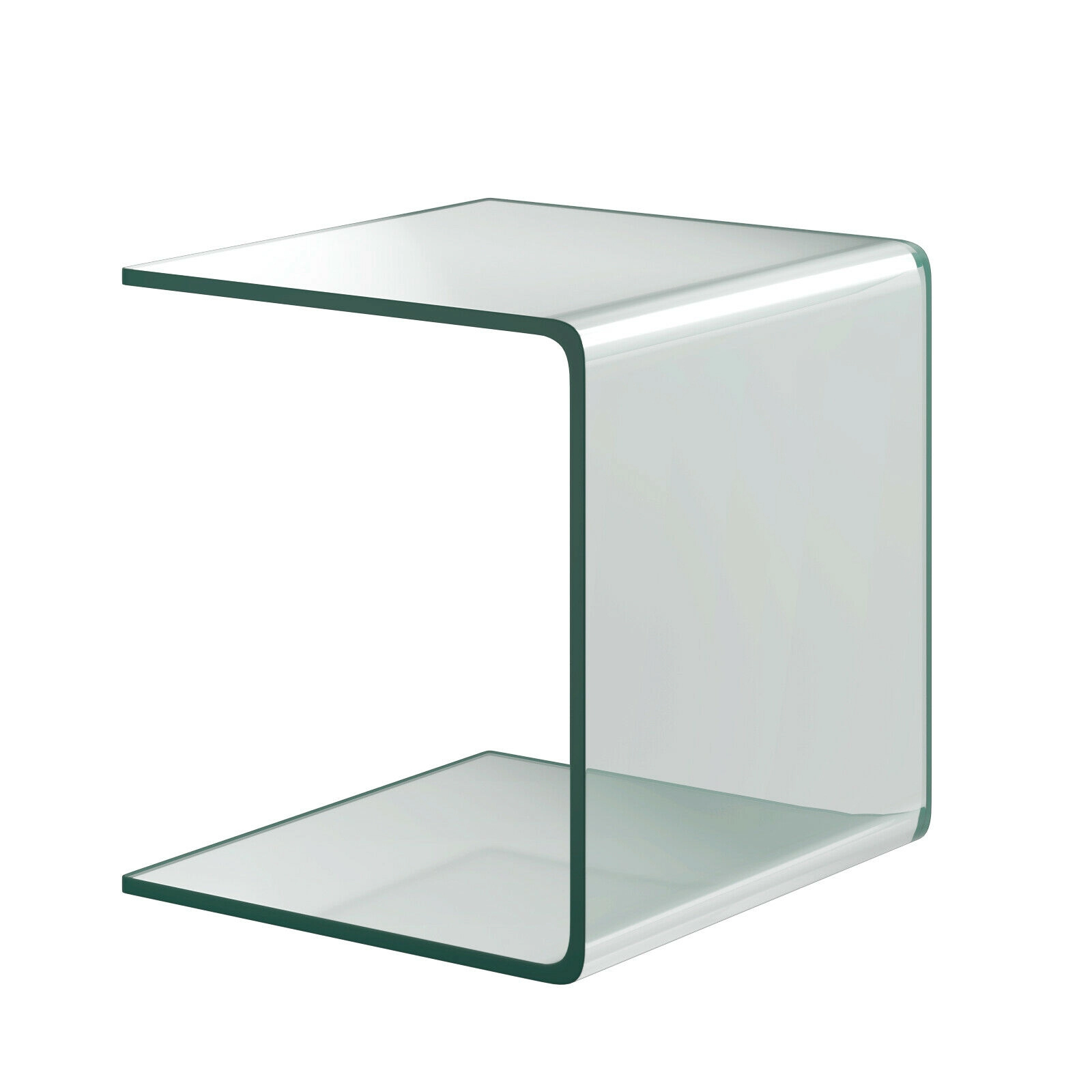 Glintex Waterfall Tempered Glass End Table with Non-Slip Pads, Transparent
