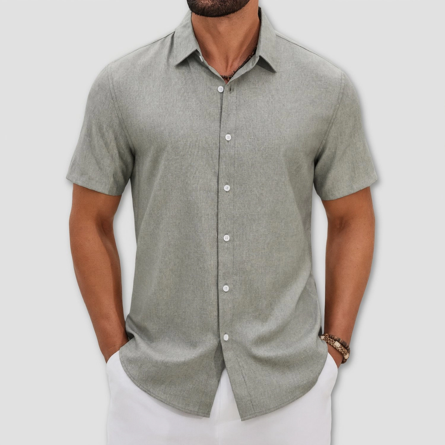 COOFANDY Mens  Short Sleeve Button Down Shirts Lapel Collar Casual Loose Tops