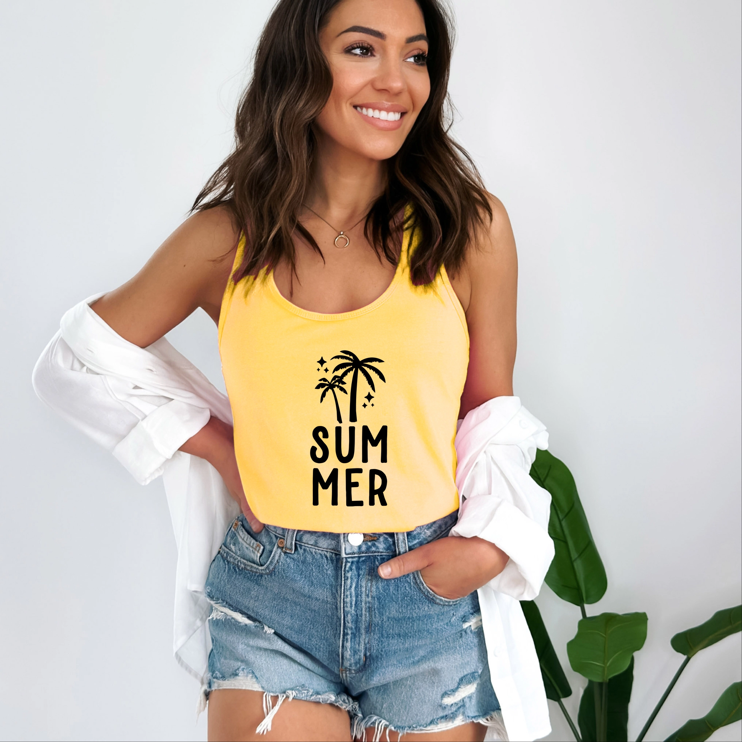 Simply Sage Market - Summer Palm Women's Graphic Racerback Tank Top